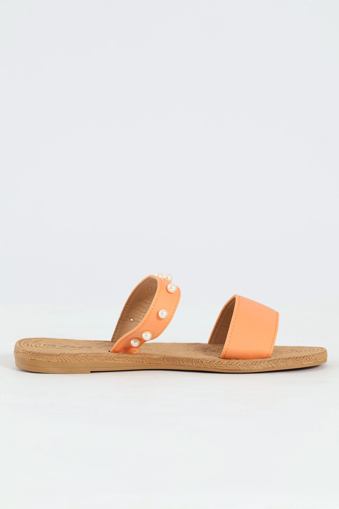 Small Pearl Detail Double Band Sandal - Peach - Image 3