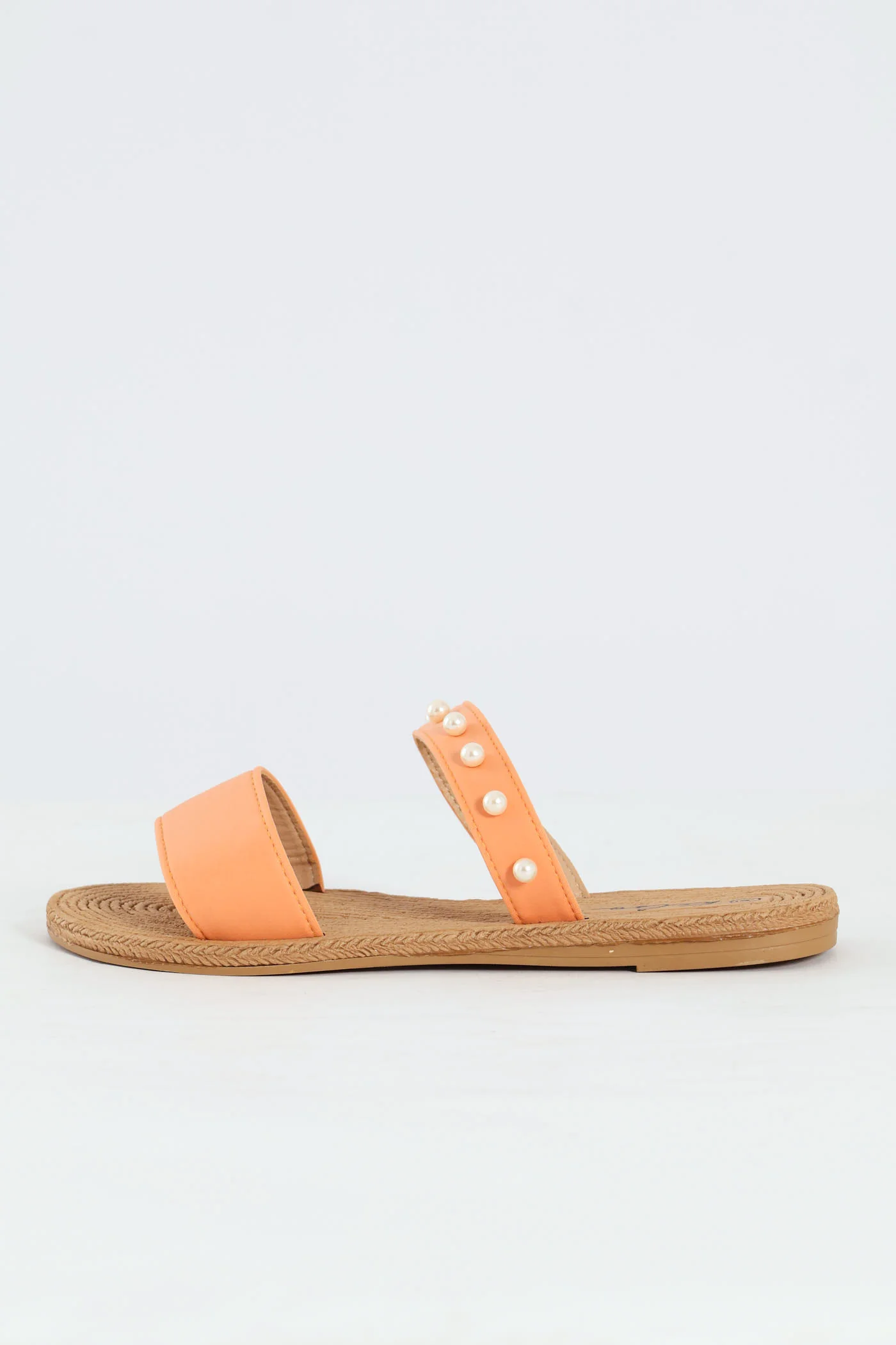 Small Pearl Detail Double Band Sandal - Peach - Image 4