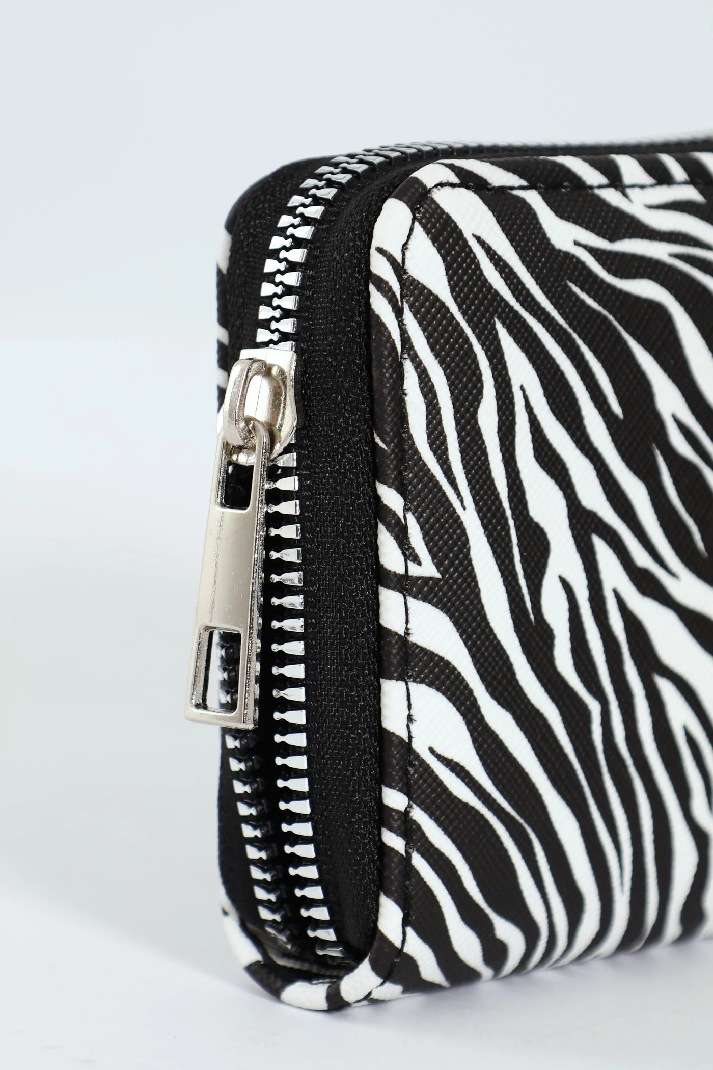 Small Zip Around Purse - Black/White - Image 2