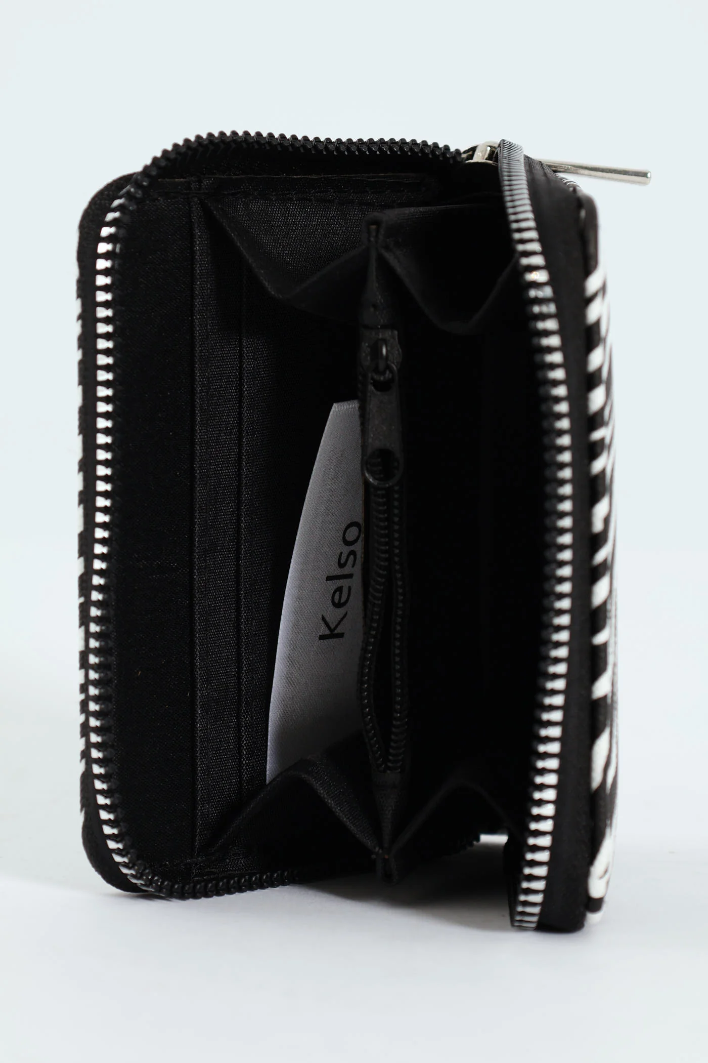 Small Zip Around Purse - Black/White - Image 5