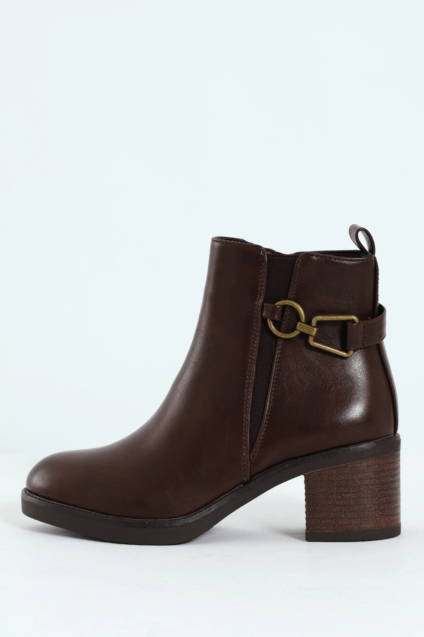 Smart Ankle Boot With Ankle Buckle - Brown - Image 2
