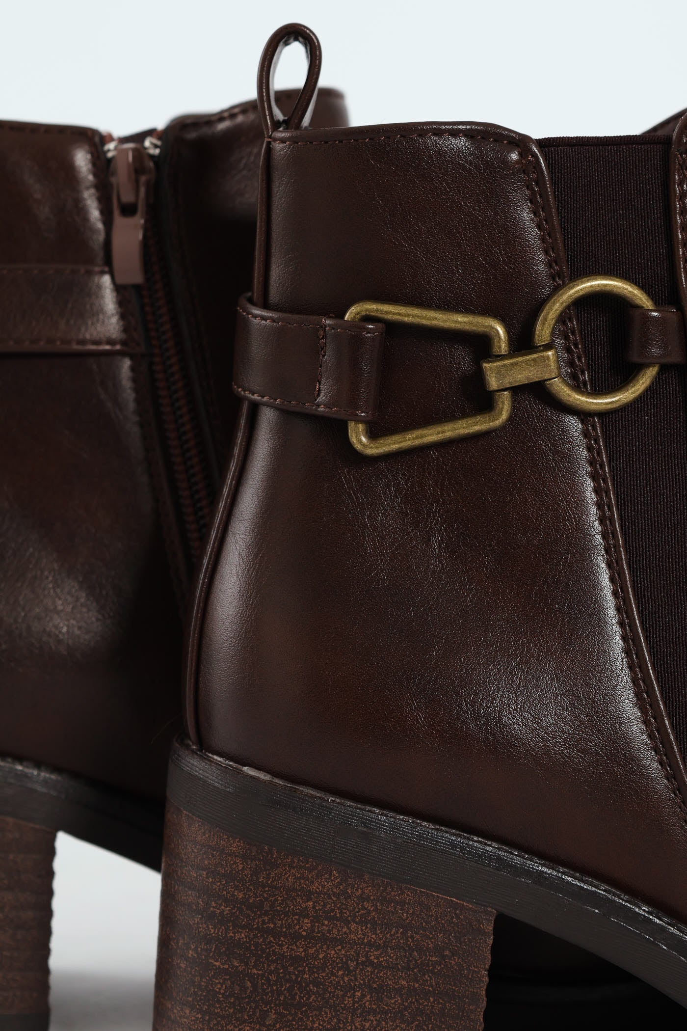 Smart Ankle Boot With Ankle Buckle - Brown - Image 3