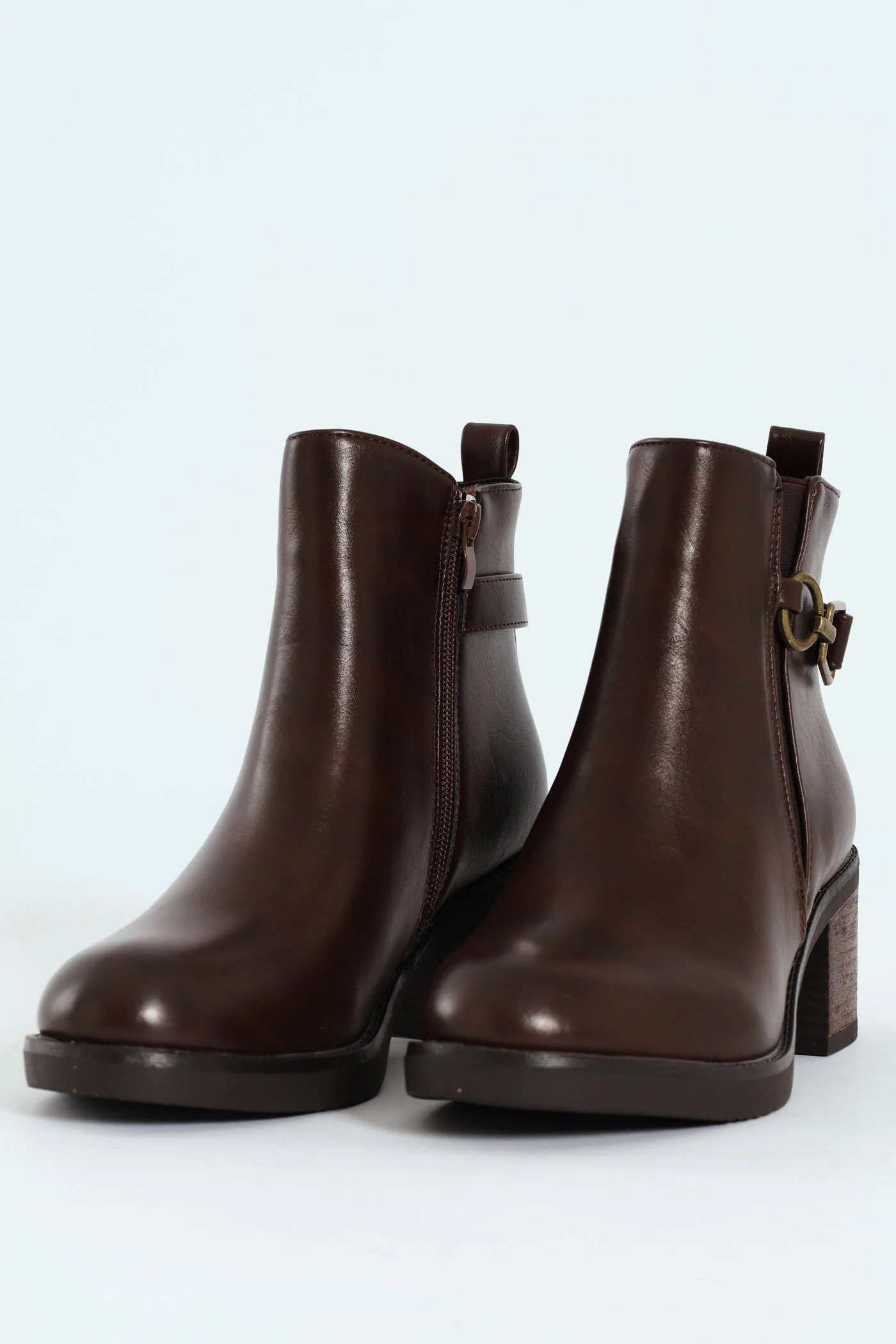 Smart Ankle Boot With Ankle Buckle - Brown - Image 4