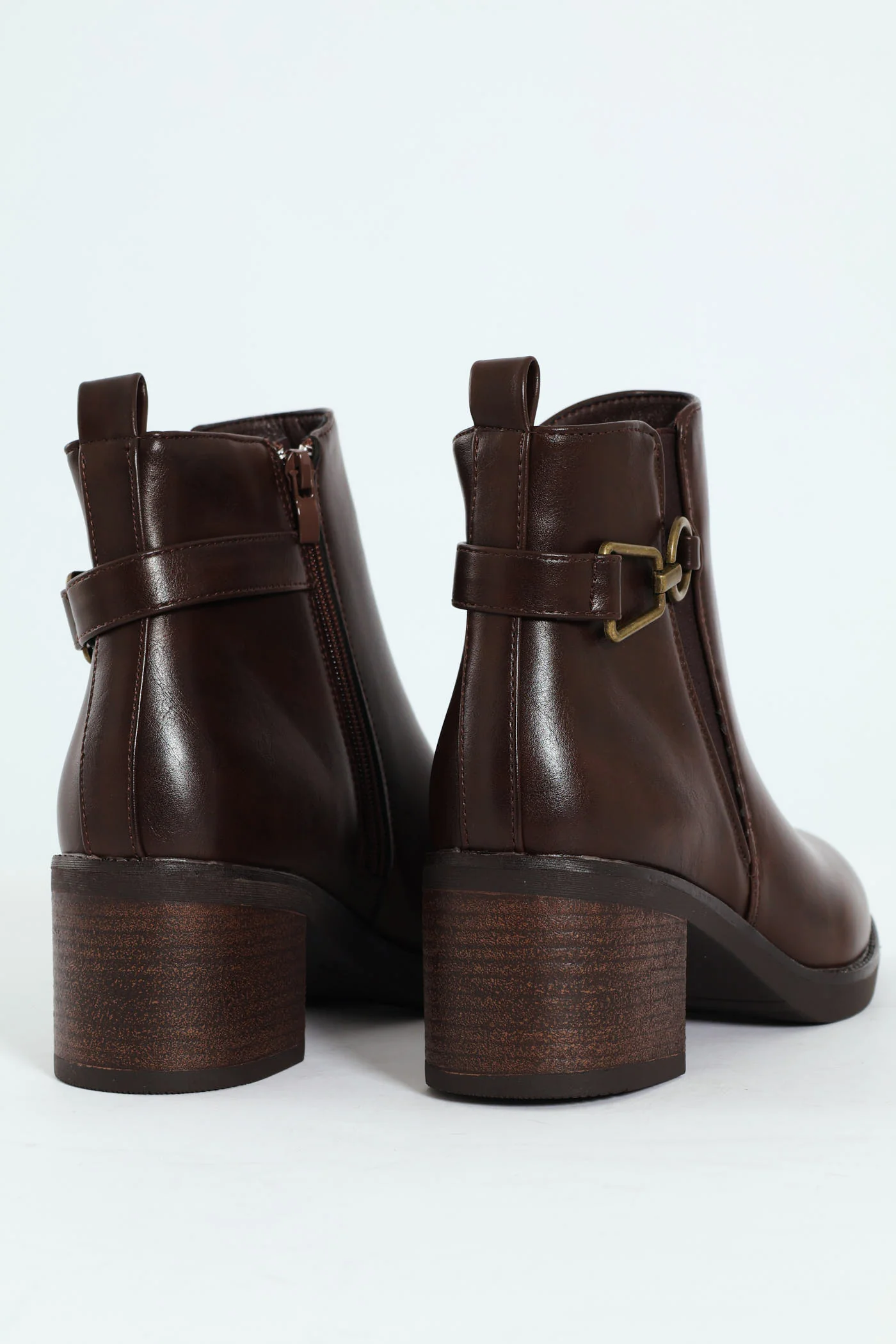 Smart Ankle Boot With Ankle Buckle - Brown - Image 5