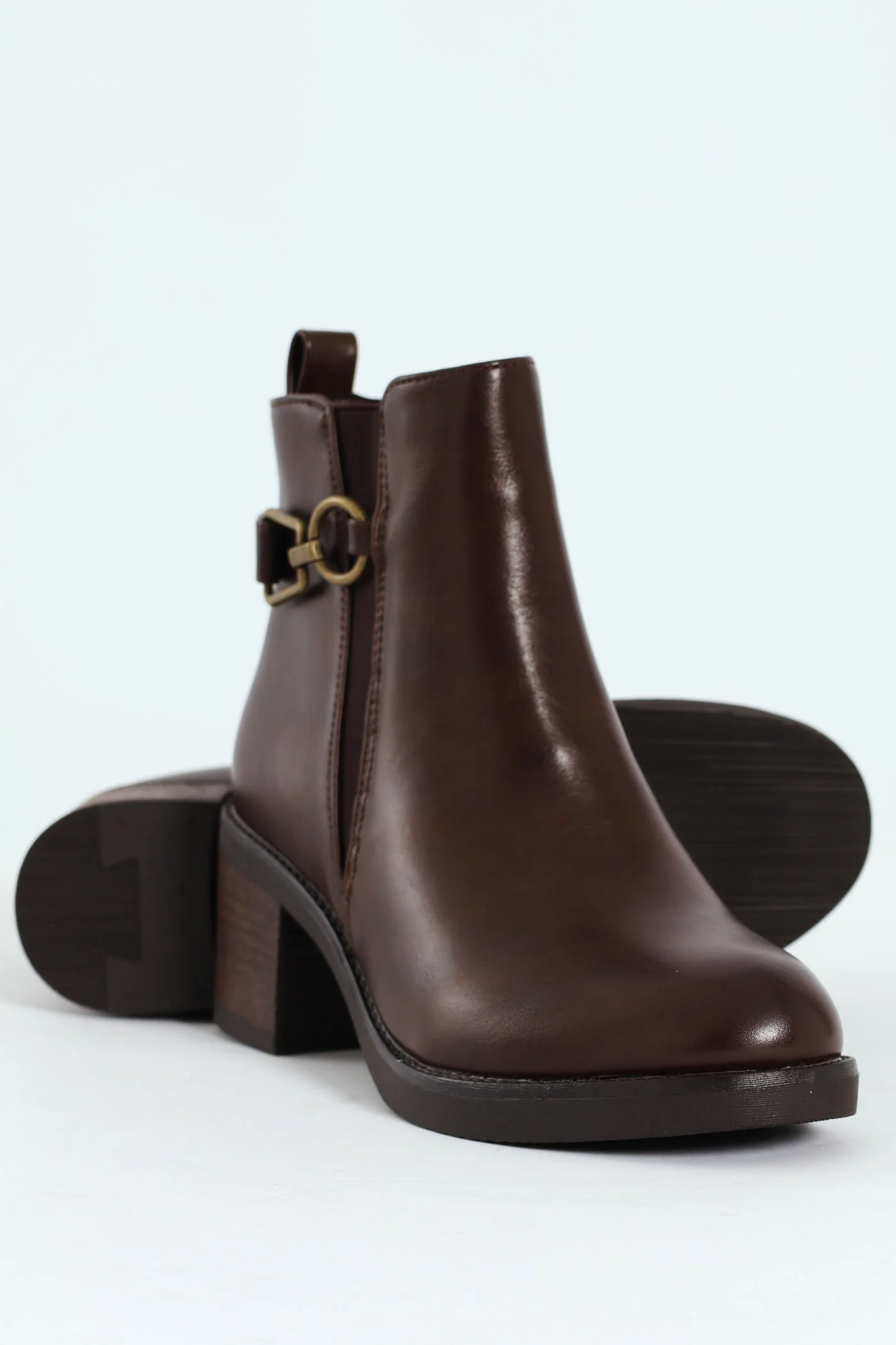 Smart Ankle Boot With Ankle Buckle - Brown - Image 7