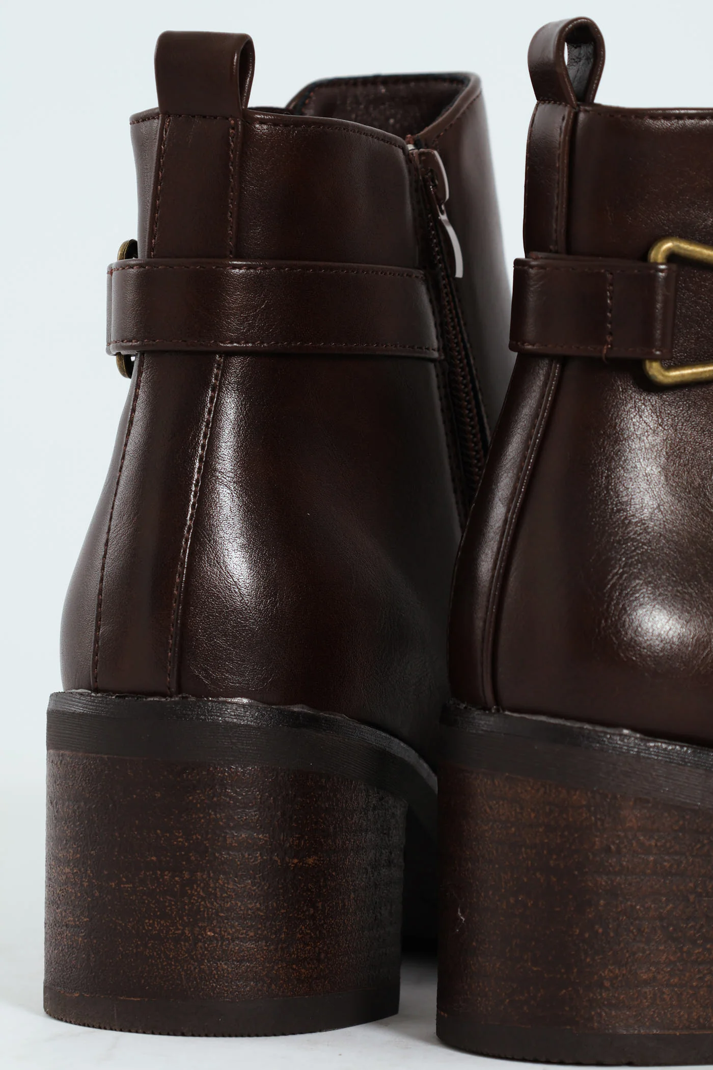 Smart Ankle Boot With Ankle Buckle - Brown - Image 8