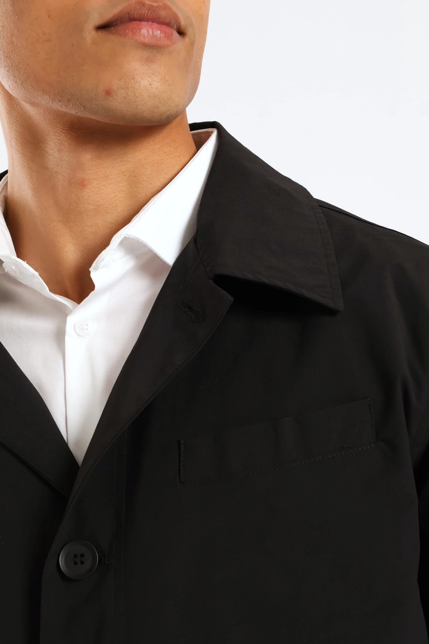 Smart Button Through Lined Shacket - Black - Image 2
