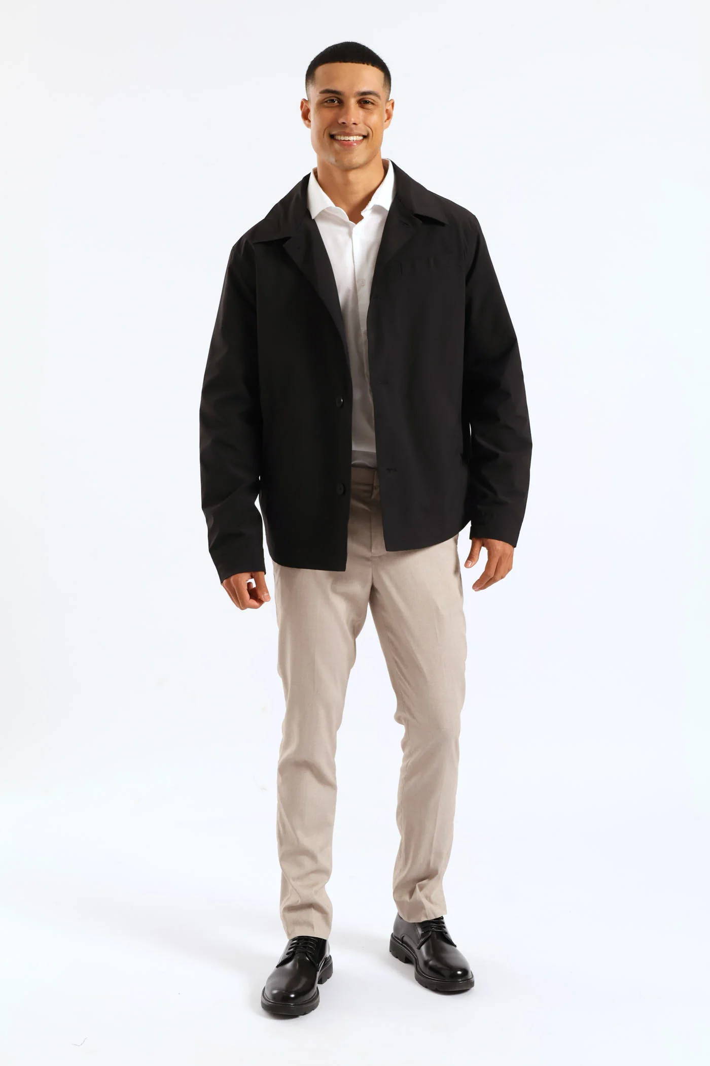 Smart Button Through Lined Shacket - Black - Image 5