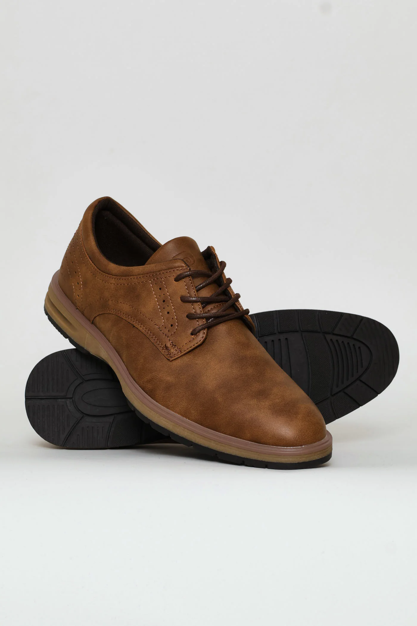 Smart Casual Lace Up Derby Shoe - Tan - Image 3