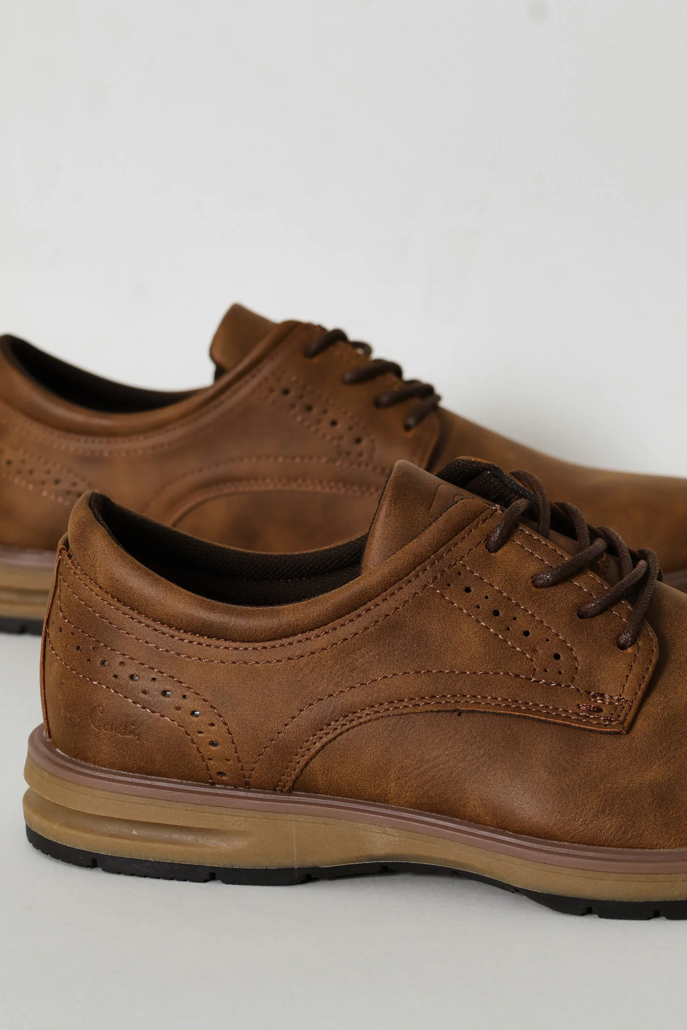 Smart Casual Lace Up Derby Shoe - Tan - Image 4