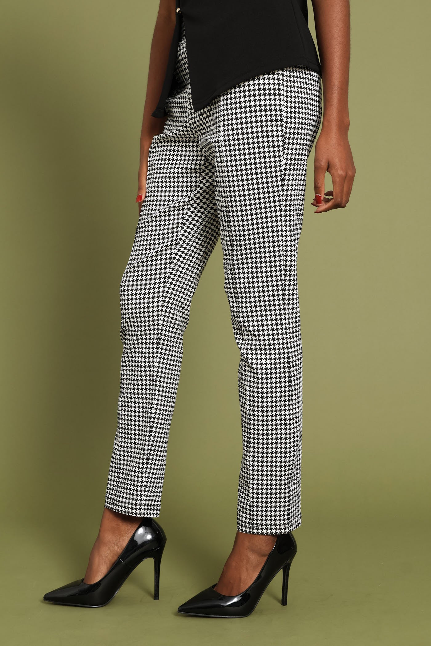 Smart Houndstooth Skinny Pant - Black/White - Image 3