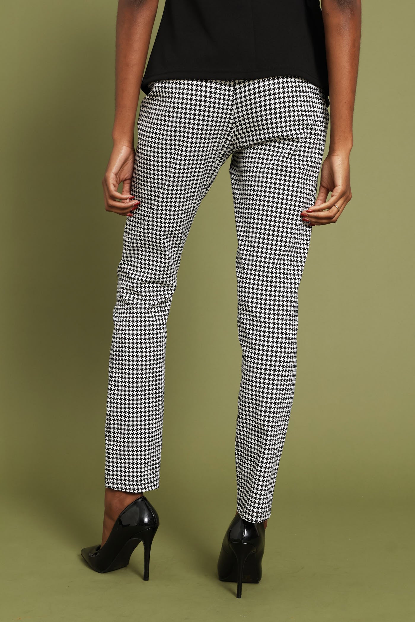 Smart Houndstooth Skinny Pant - Black/White - Image 4