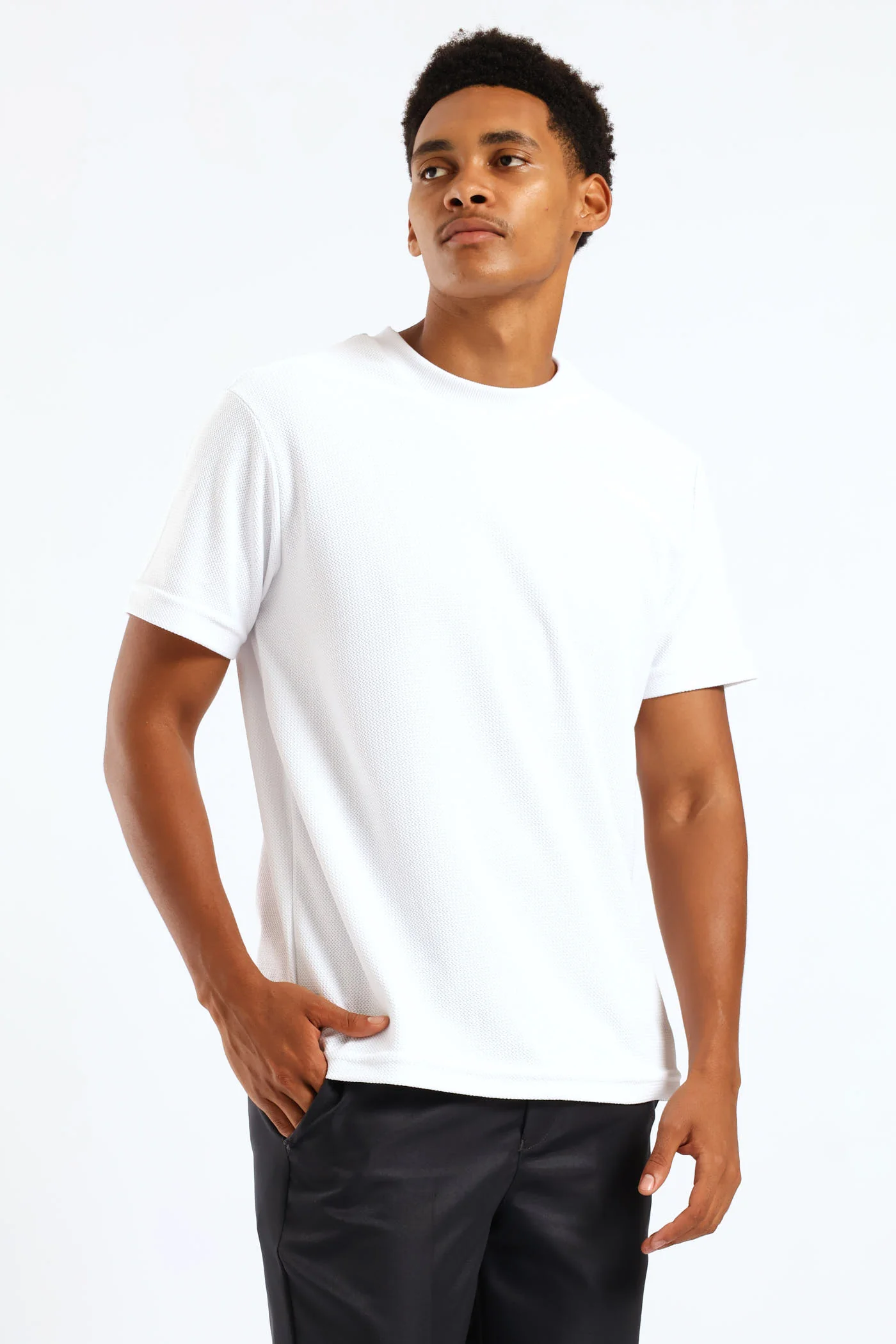 Smart Jacquard Tee - White - Image 2