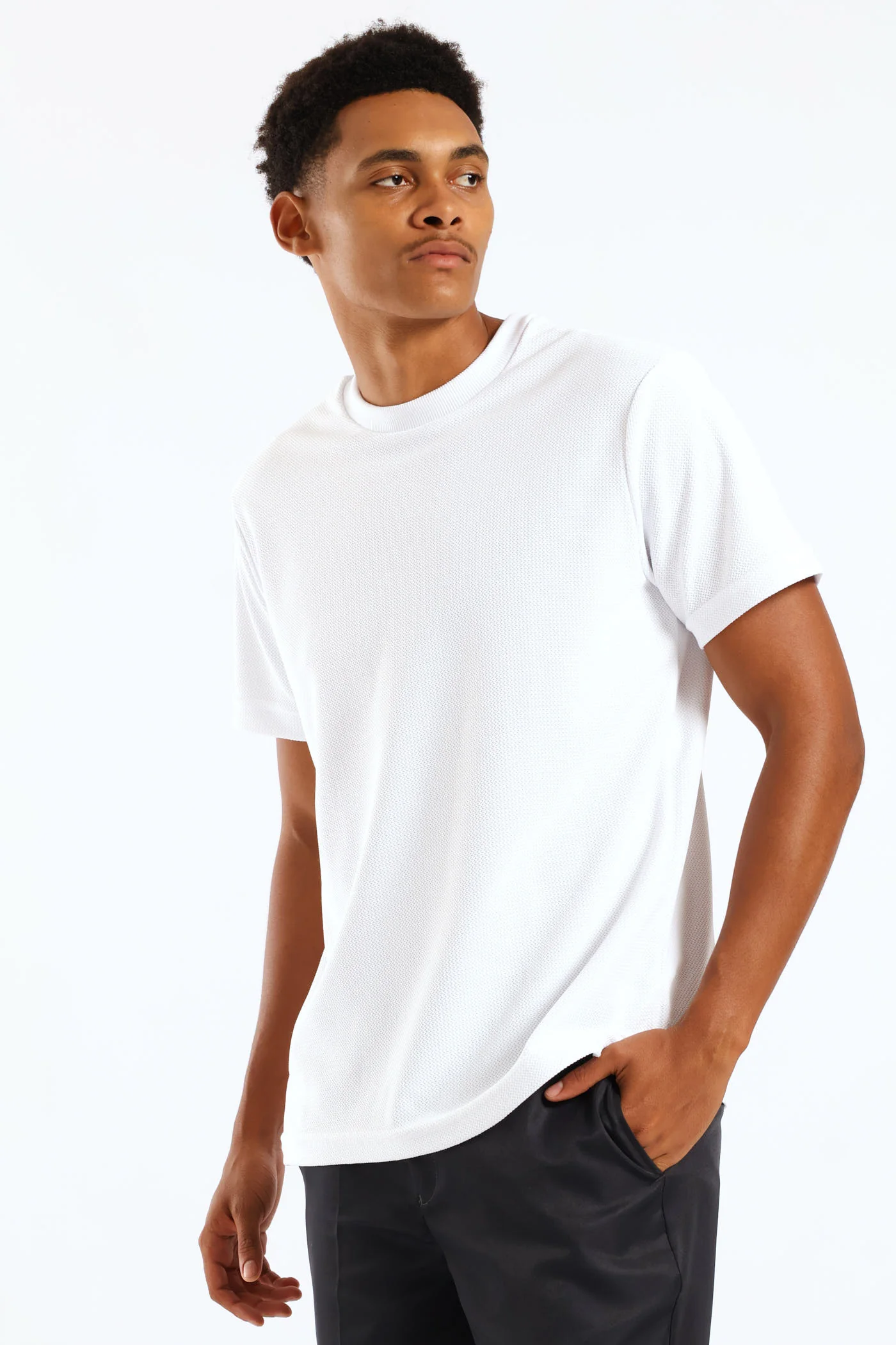 Smart Jacquard Tee - White - Image 3