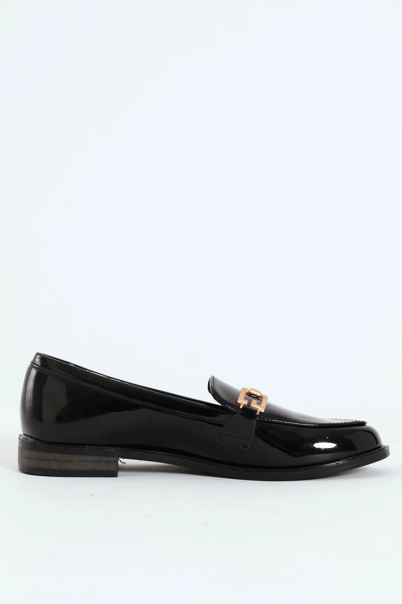 Smart Loafer With Square Metal Trim - Black - Image 3