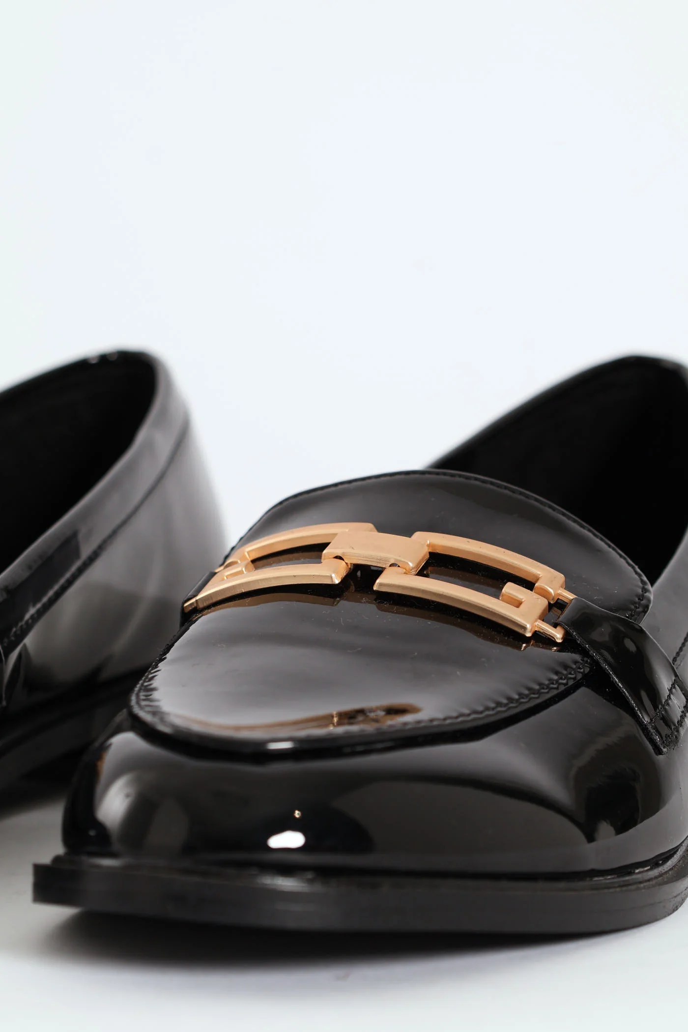 Smart Loafer With Square Metal Trim - Black - Image 5