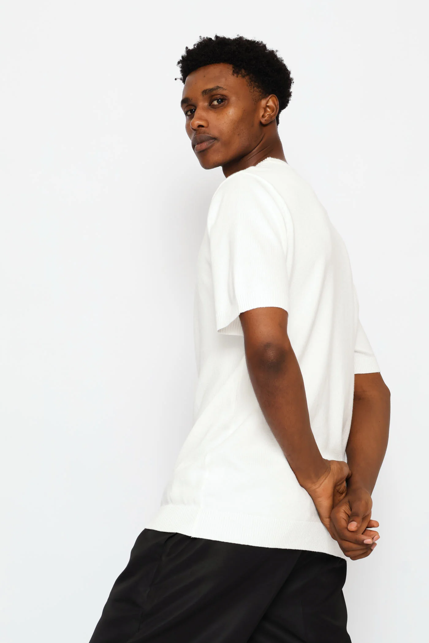 Smart Short Sleeve Knit Tee - White - Image 2