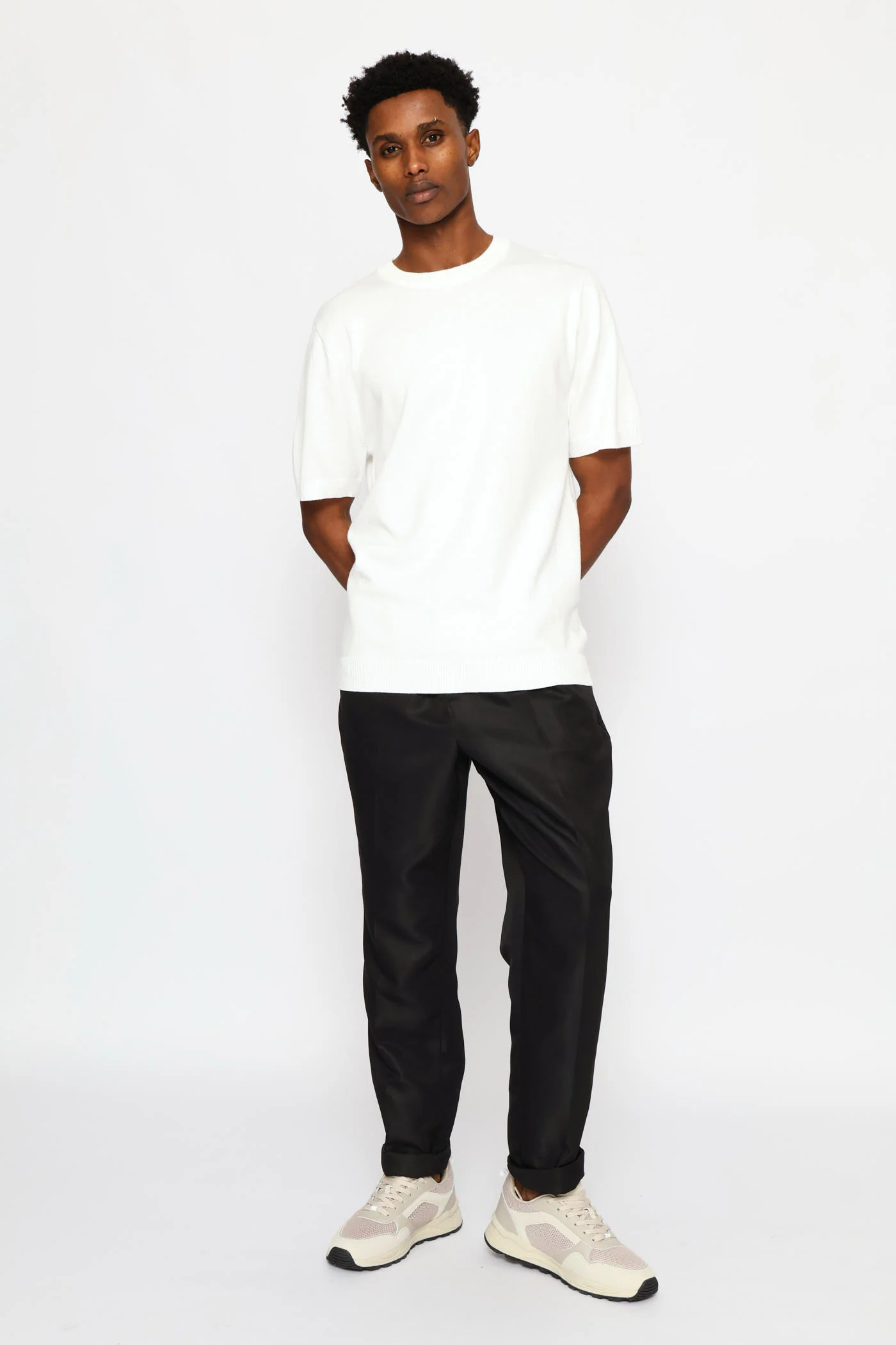 Smart Short Sleeve Knit Tee - White - Image 5