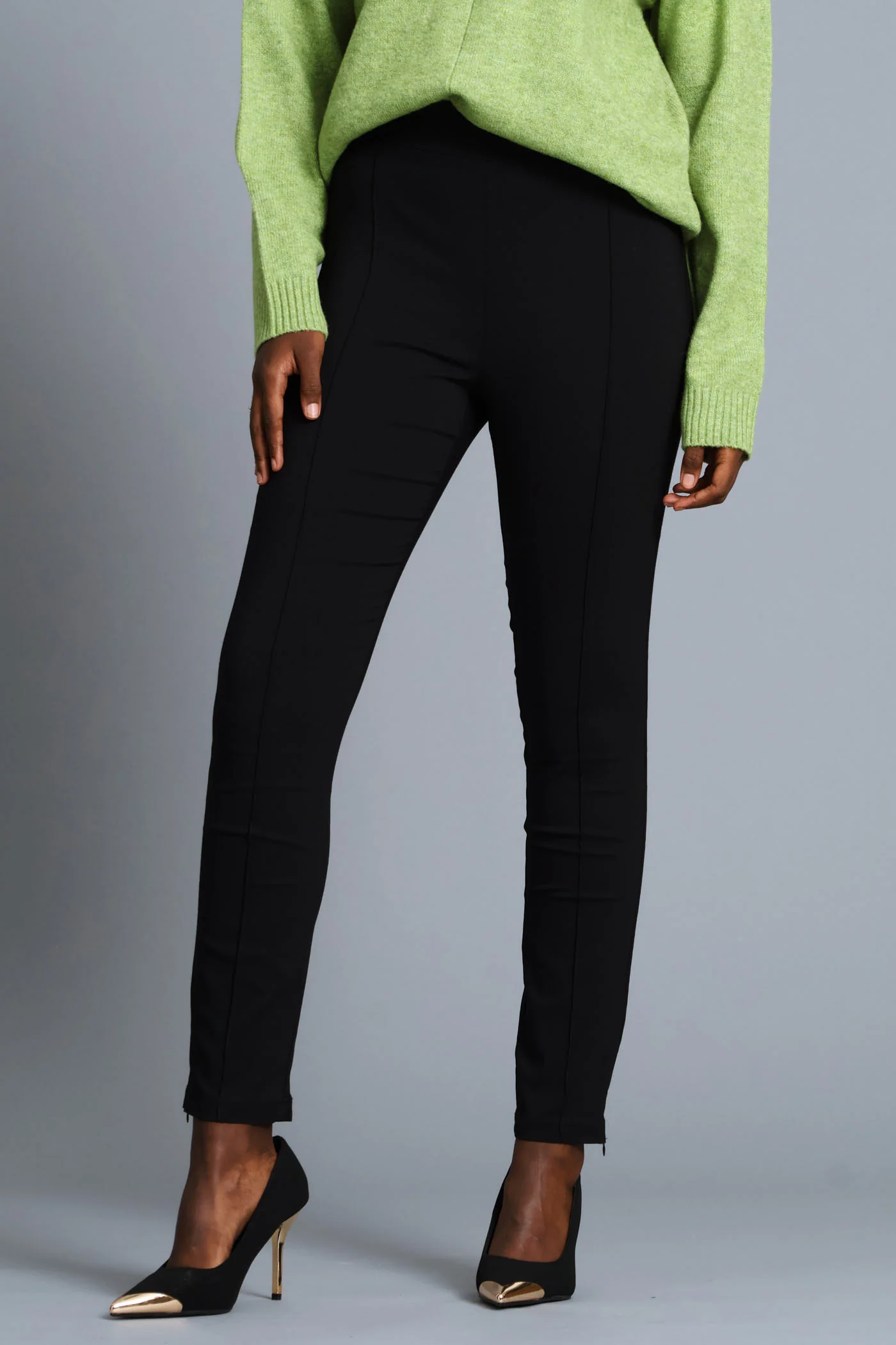 Smart Zip Hem Skinny Pant - Black - Image 2