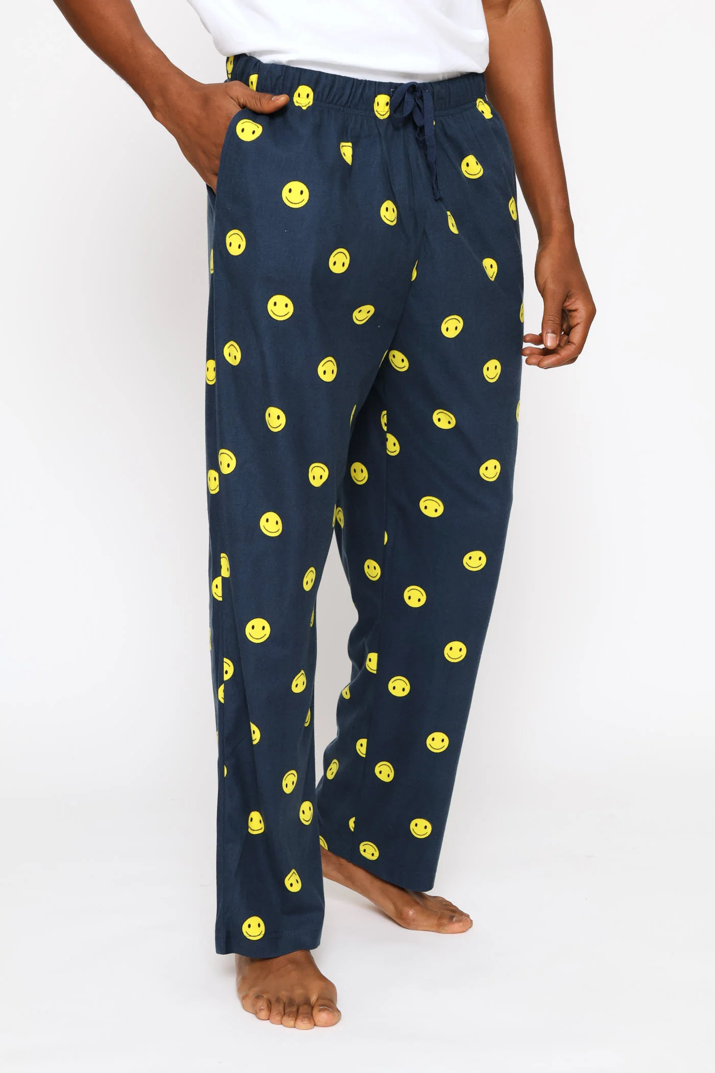 Smiley Print Butter Fleece Pants - Navy - Image 2