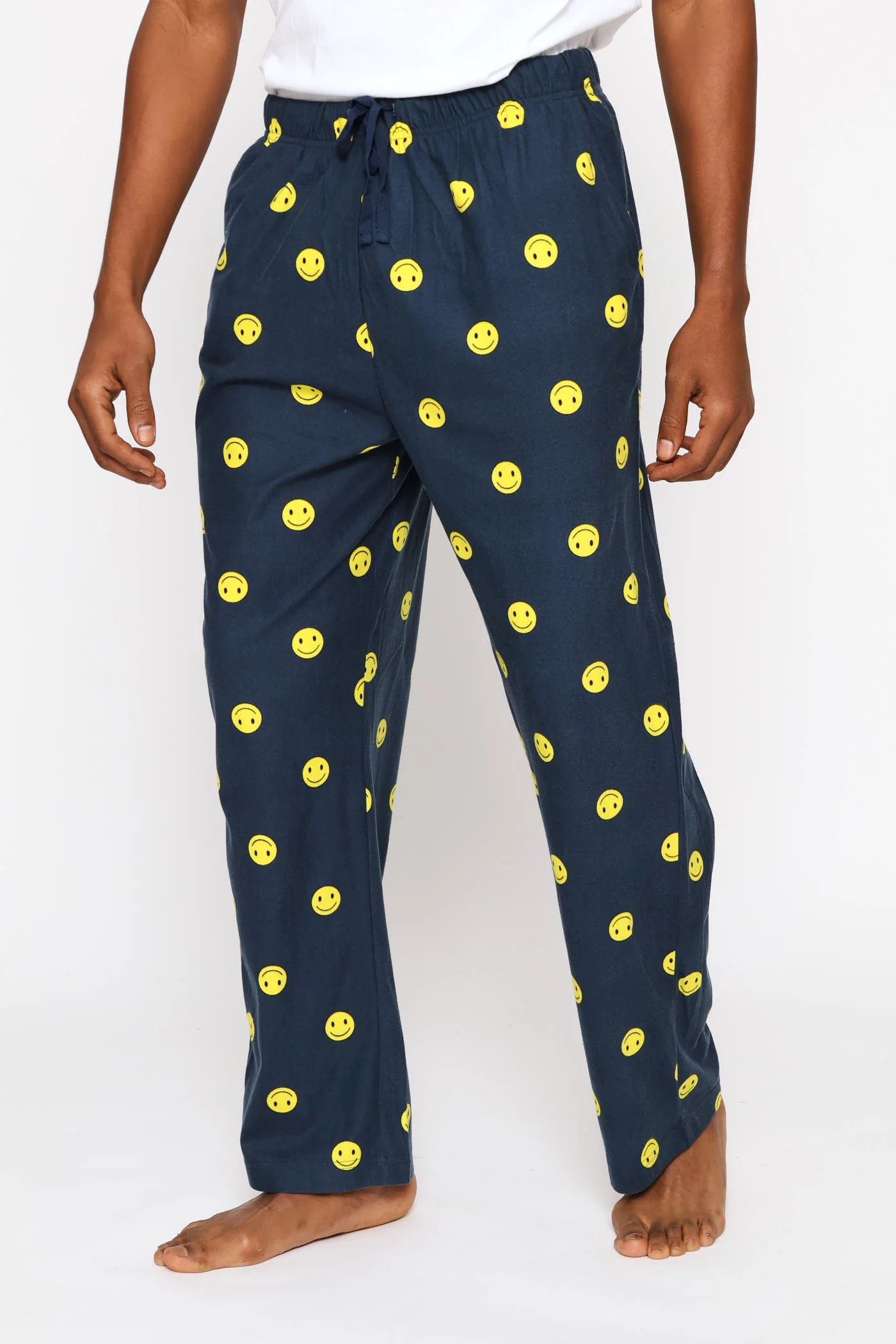 Smiley Print Butter Fleece Pants - Navy - Image 3