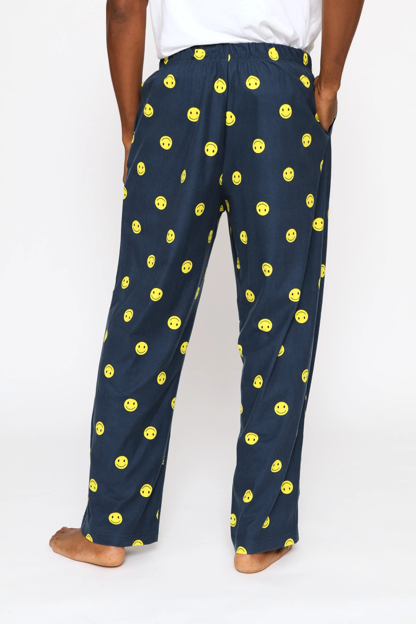 Smiley Print Butter Fleece Pants - Navy - Image 4