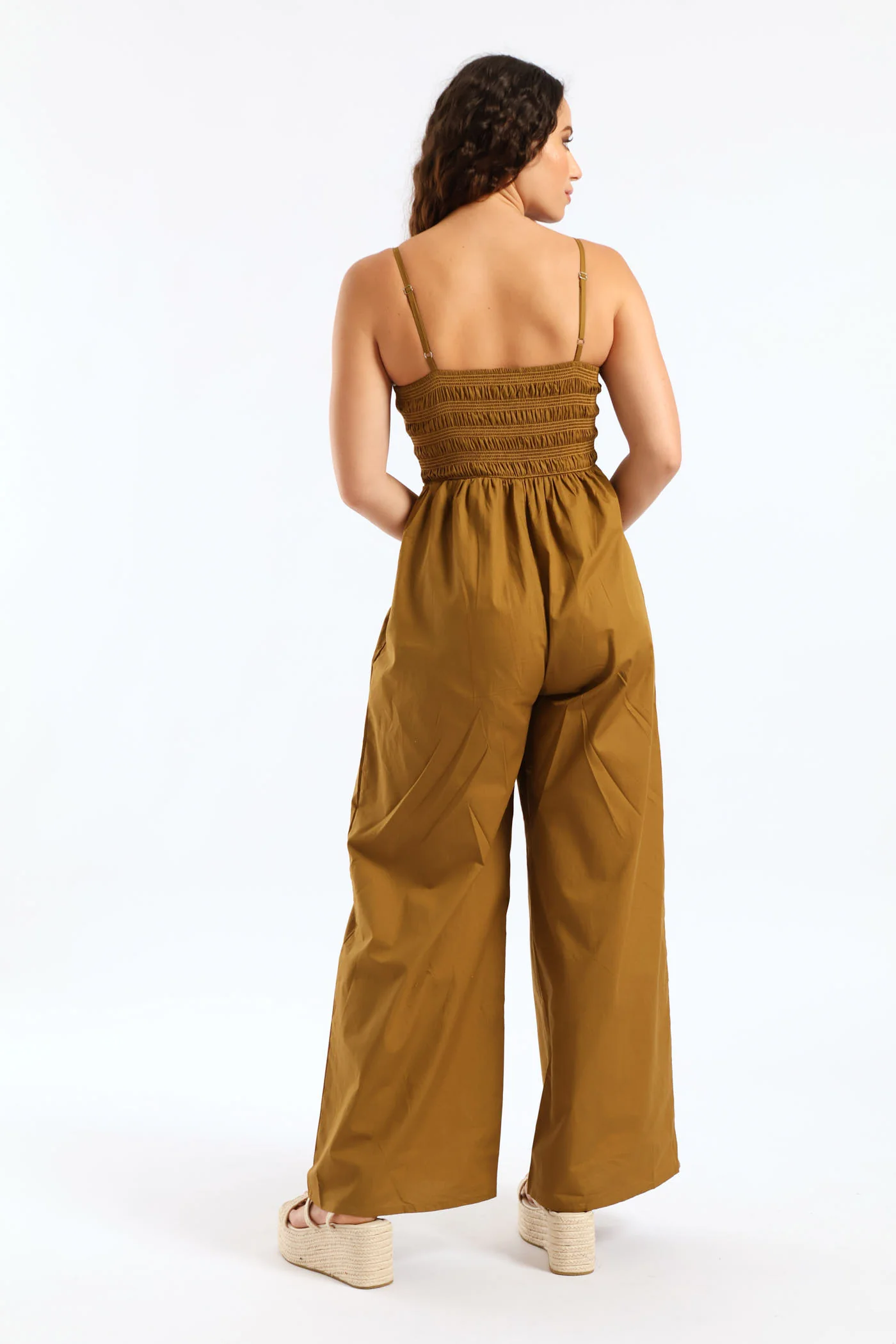 Smock Jumpsuit With Pockets - Tobacco - Image 4