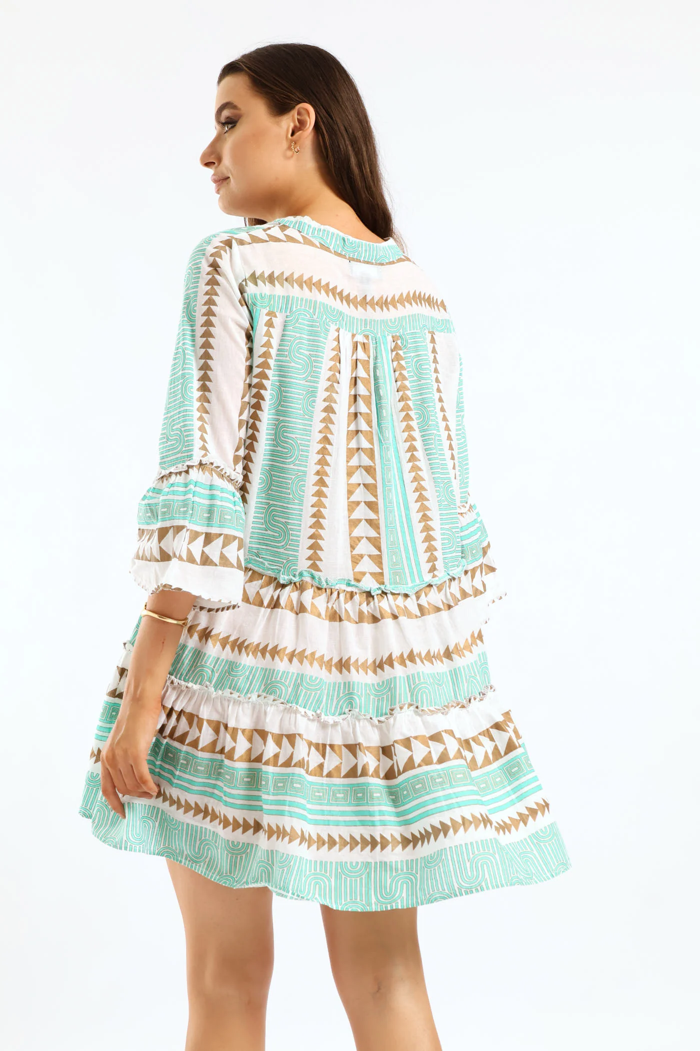 Smocked Chest Elasticated Cap Sleeve Dress - Multi - Image 4