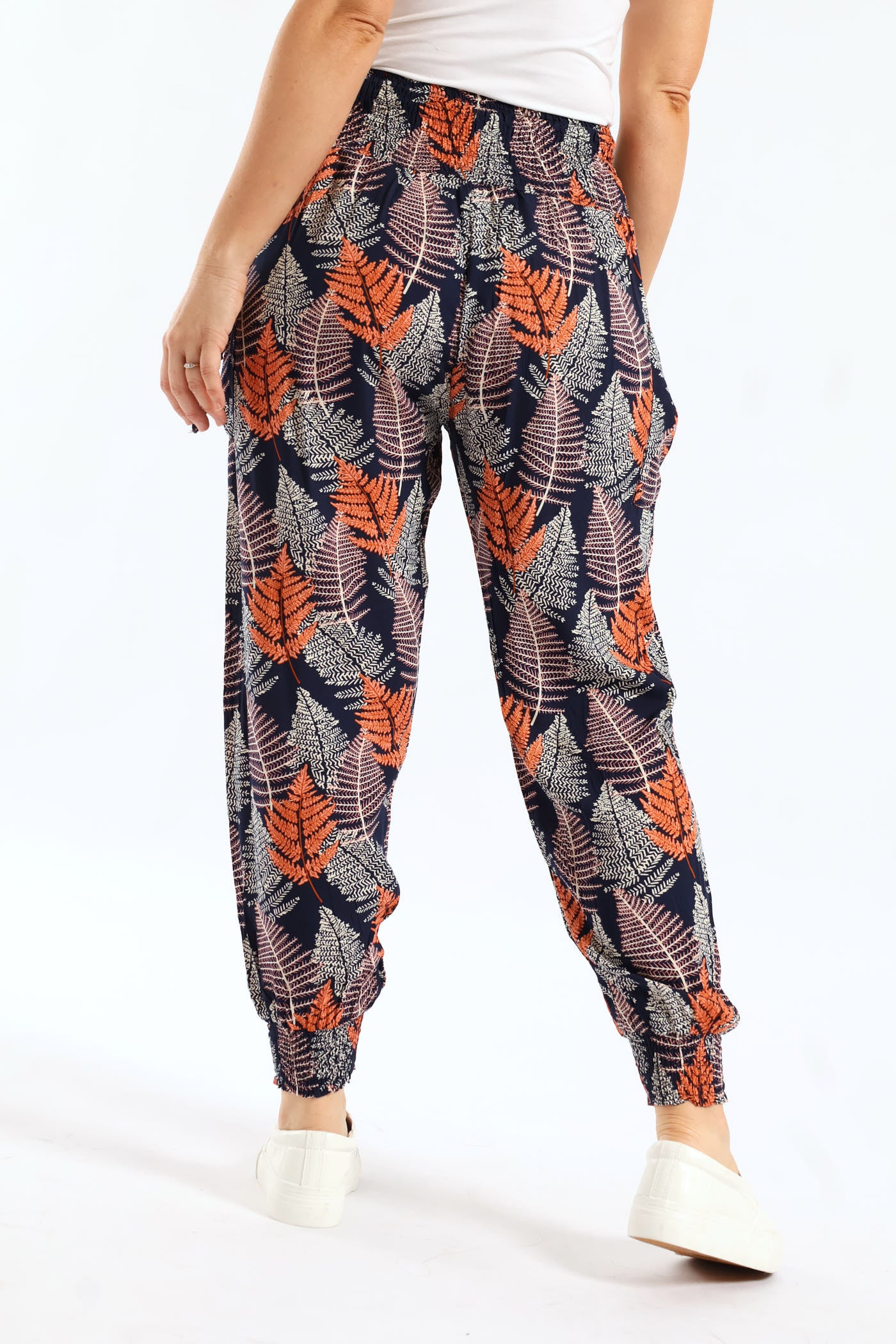 Smocked Waistband & Hem Harem Pant - Navy - Image 5