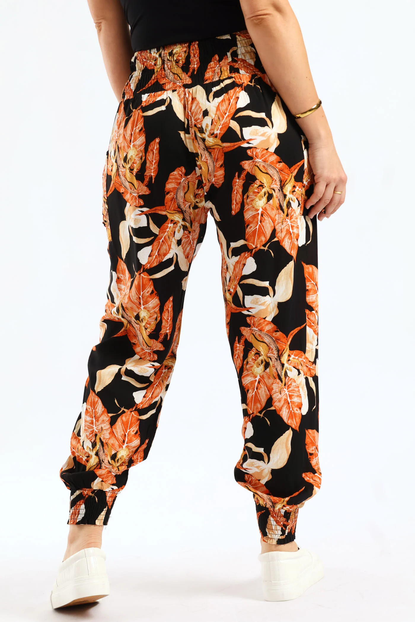 Smocked Waistband & Hem Harem Pant - Orange - Image 5