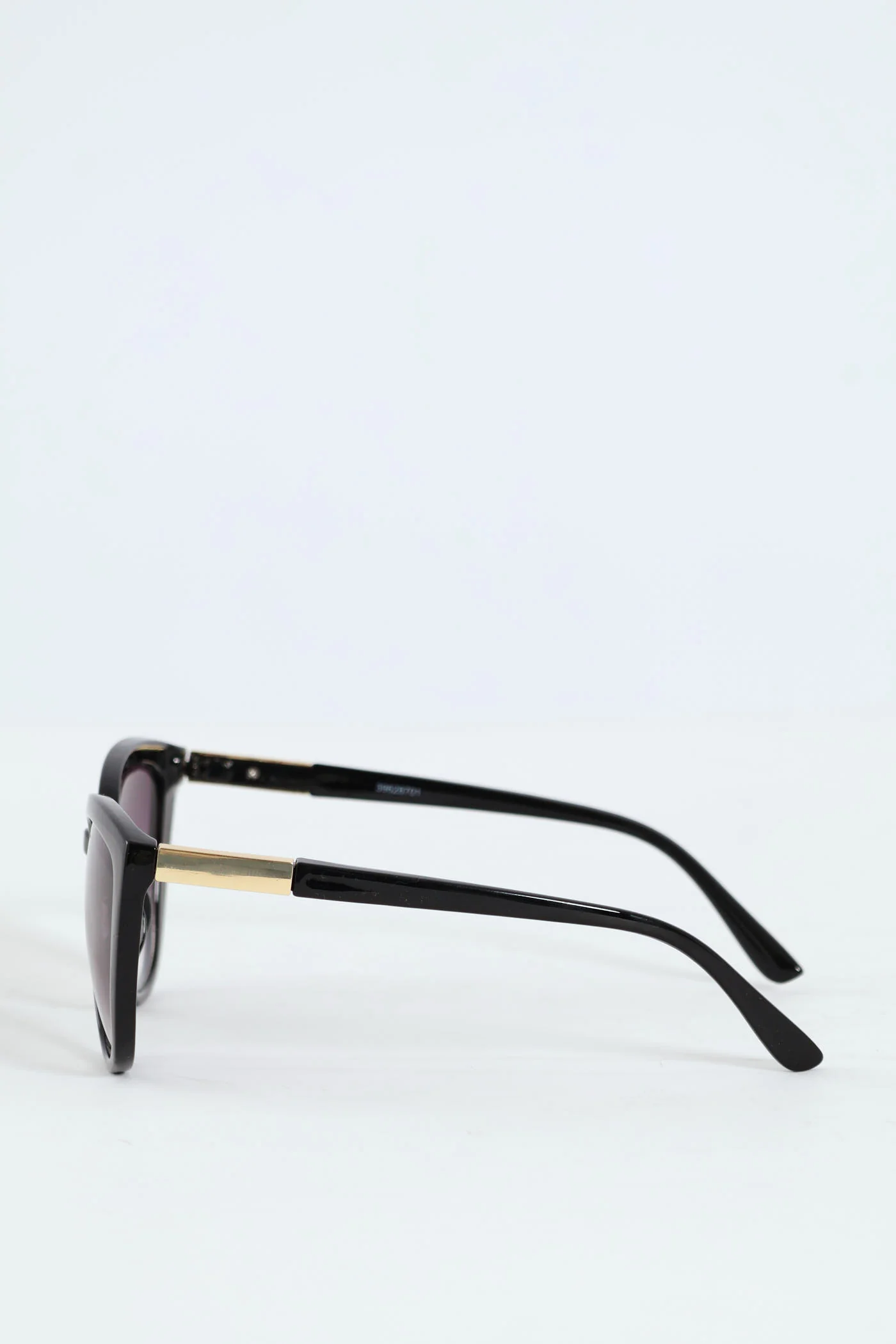Smoke Gradient Cateye Gold Temple Sunglasses - Black - Image 3