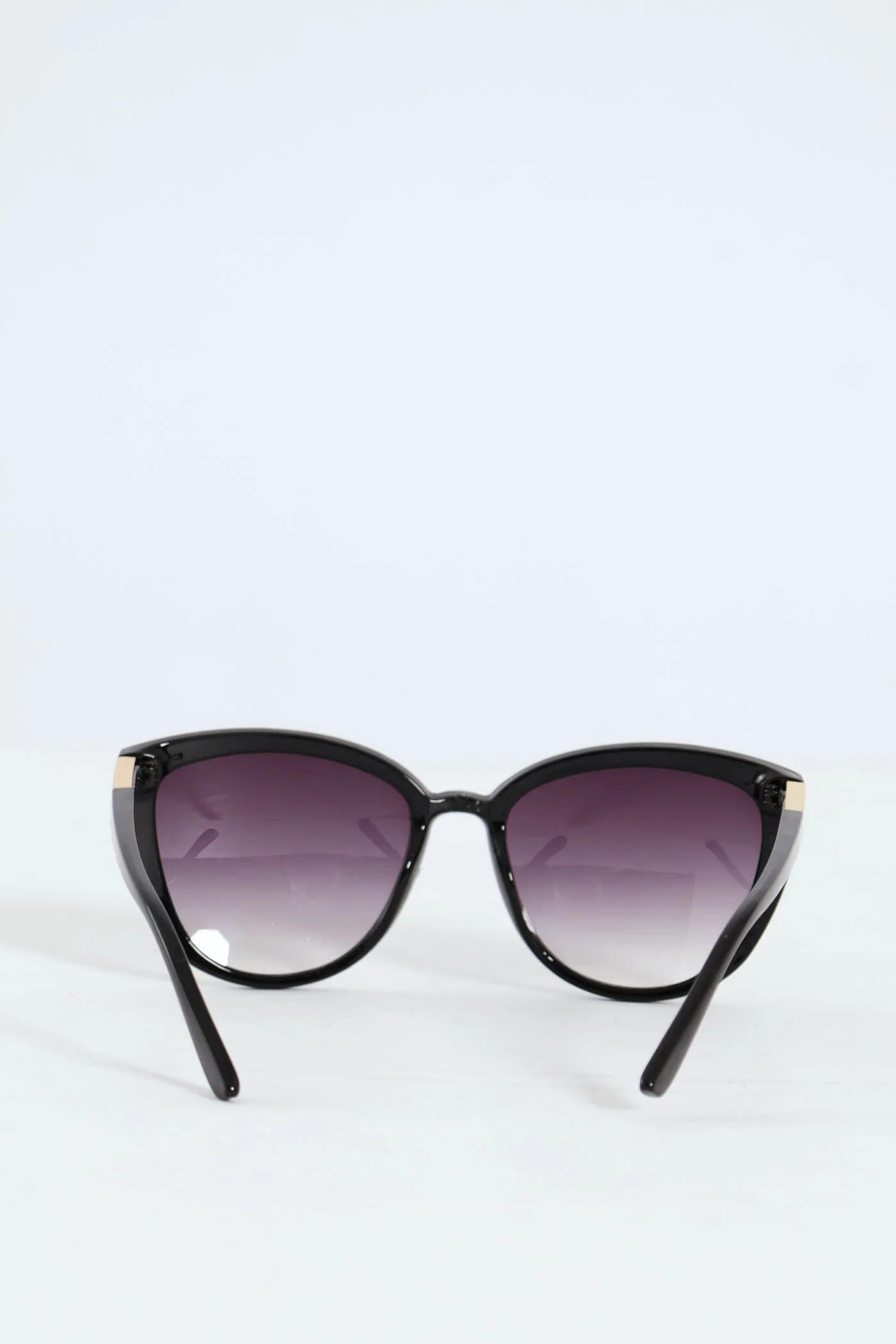 Smoke Gradient Cateye Gold Temple Sunglasses - Black - Image 4