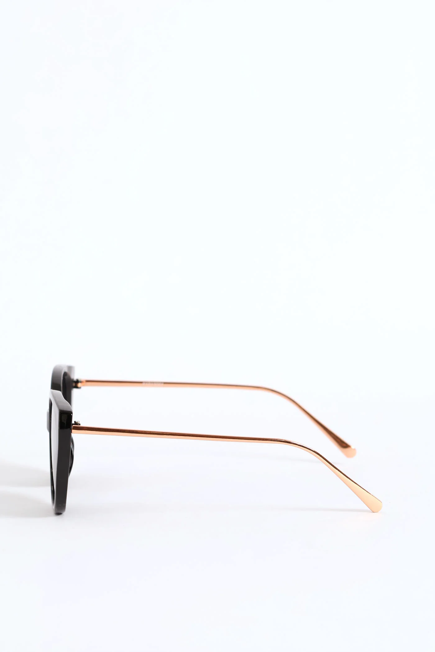 Smoke Lense Rounded Cateye Temple Sunglasses - Black - Image 3