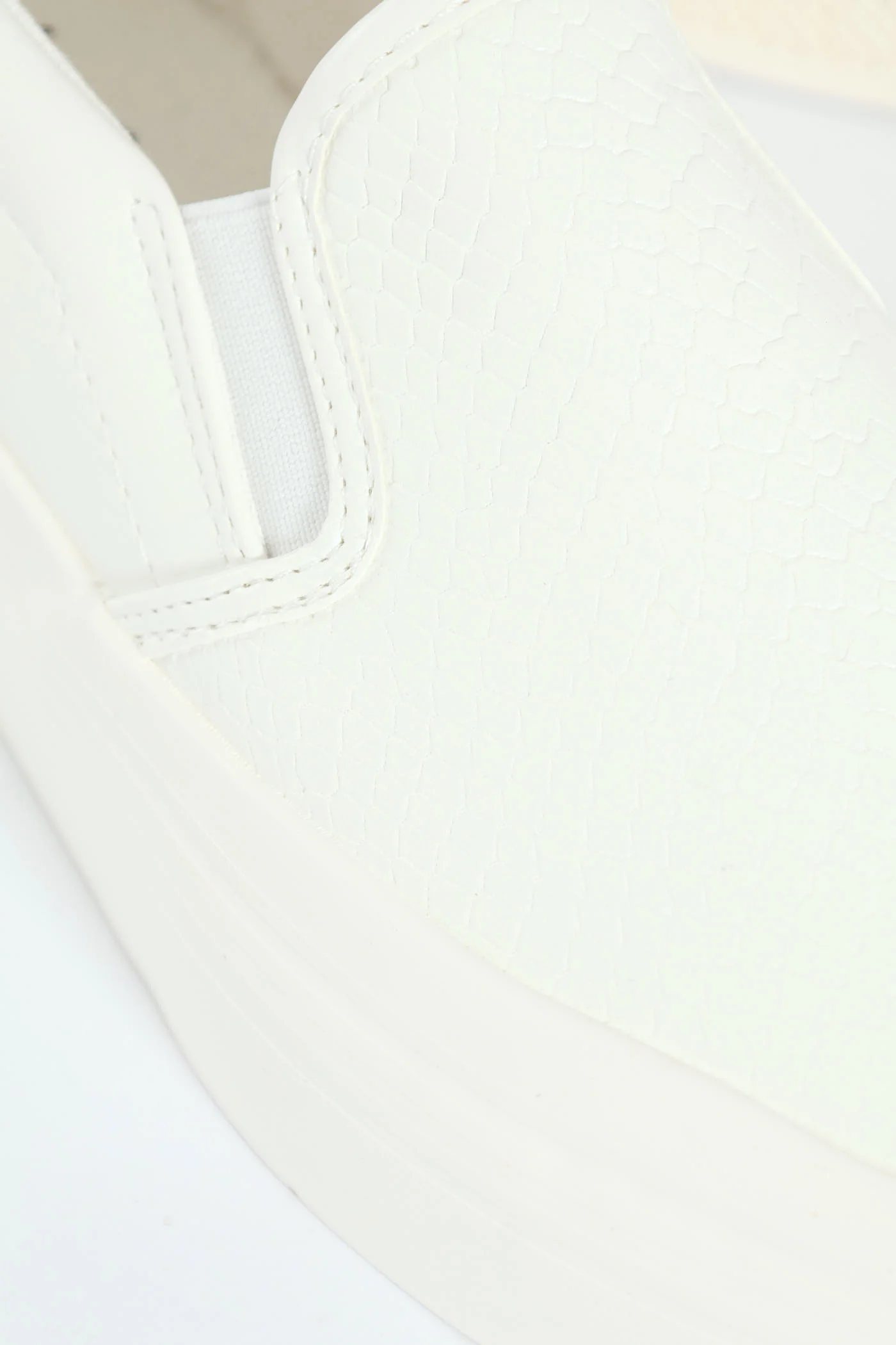 Snake Embossed Platform Slip On Sneaker - White - Image 2