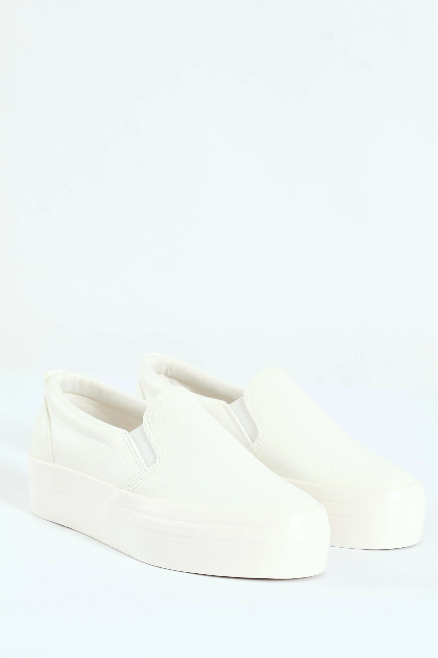 Snake Embossed Platform Slip On Sneaker - White - Image 3