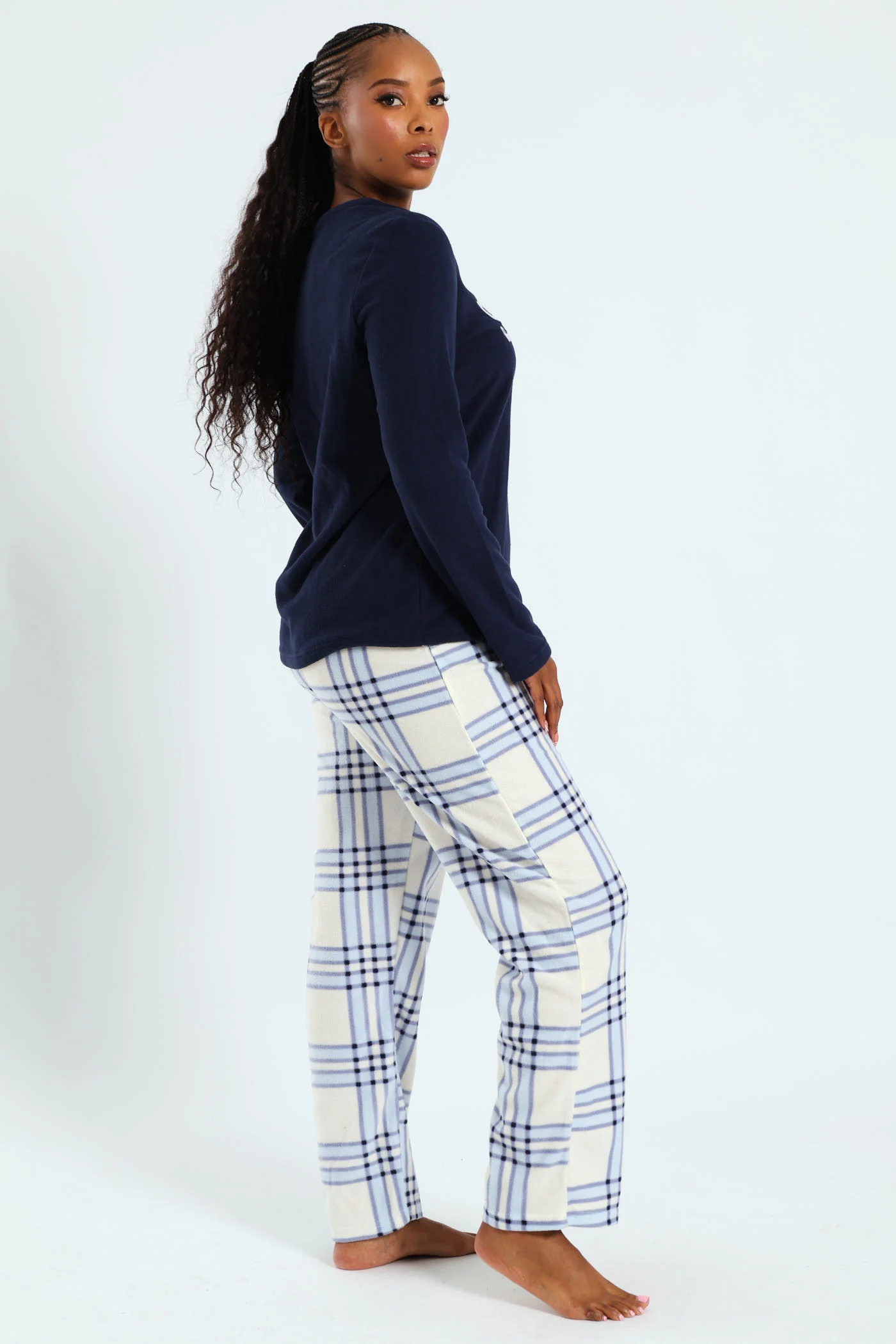 Snooze Check Polar Fleece Set - Navy - Image 2