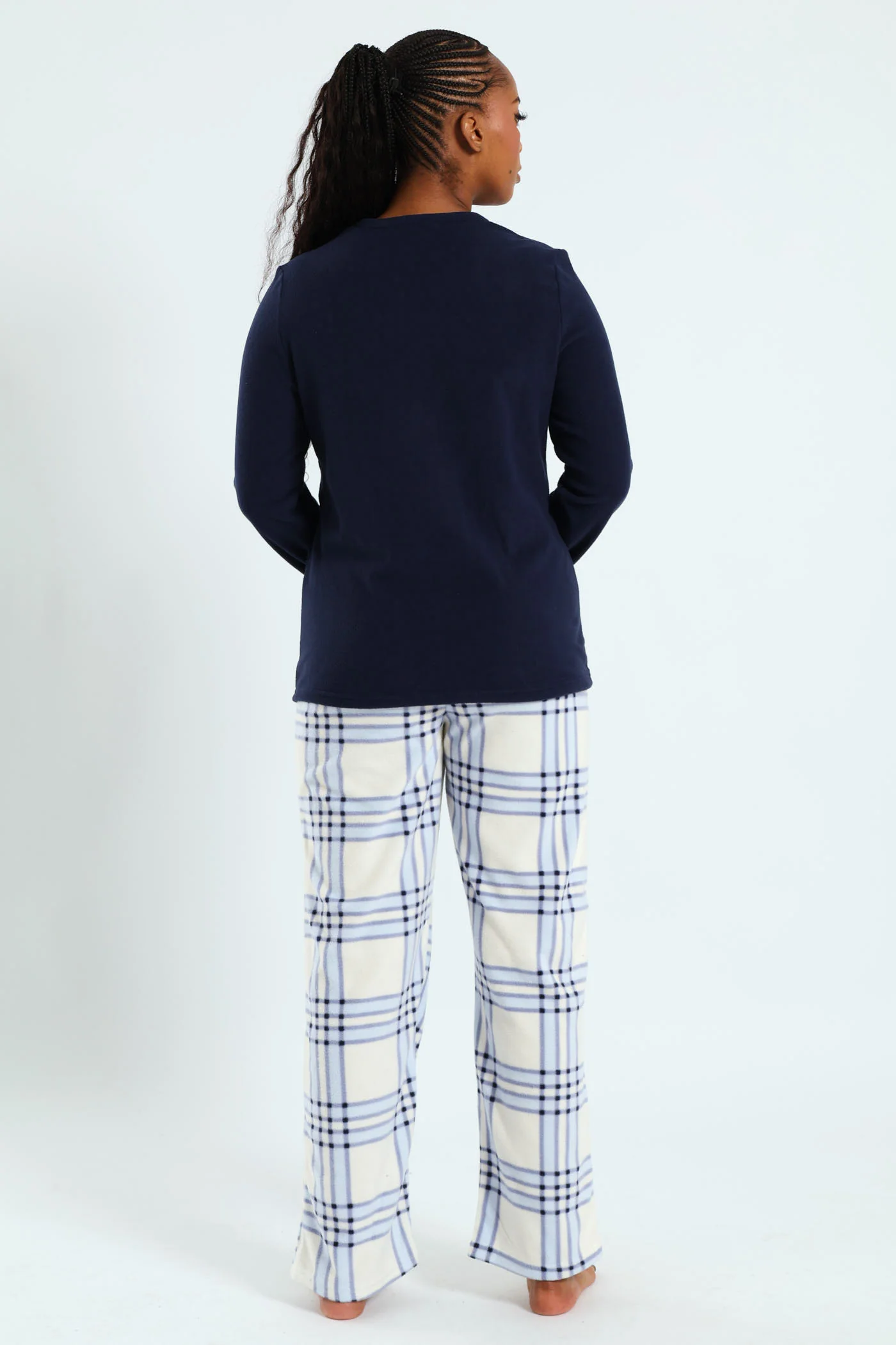Snooze Check Polar Fleece Set - Navy - Image 4