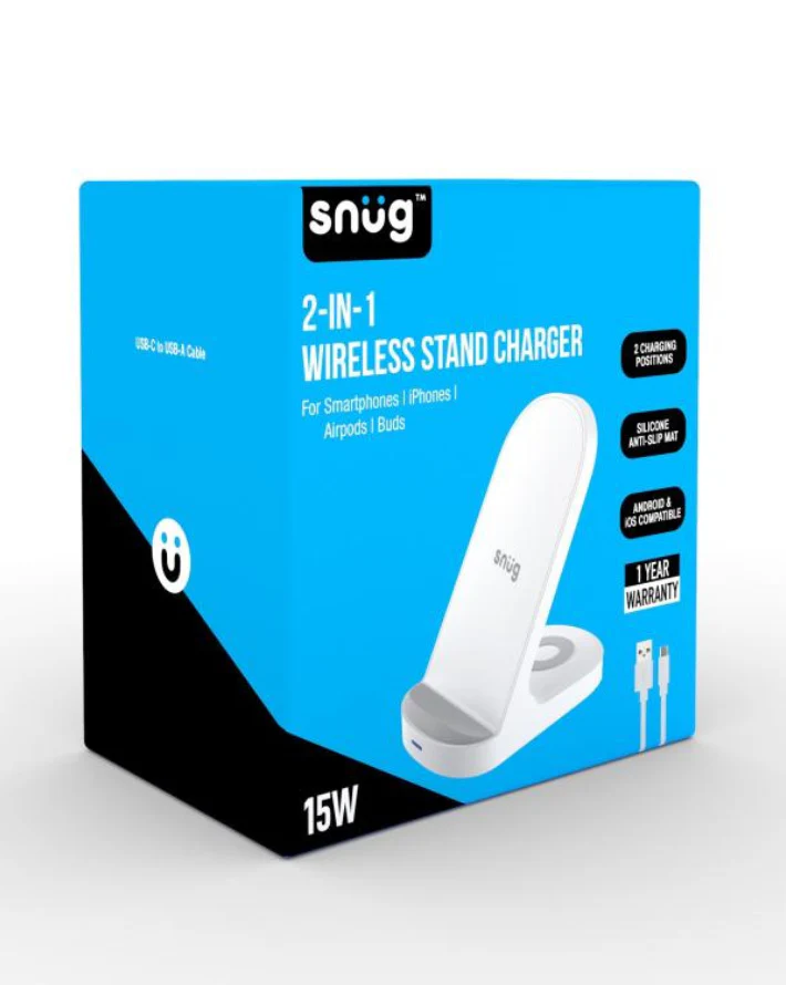 2-in-1 Wireless Charger Stand 15w Hybrid White - Image 3