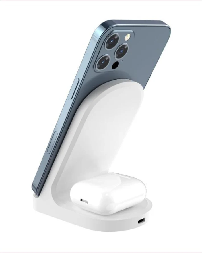 2-in-1 Wireless Charger Stand 15w Hybrid White - Image 5