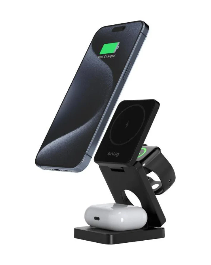 3-in-1 Wireless Travel Charger 15w Black ios - Image 3