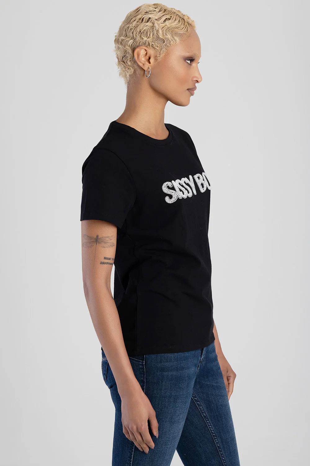 So Long Summer Pearl & Bling Regular Fit Top - Black - Image 3
