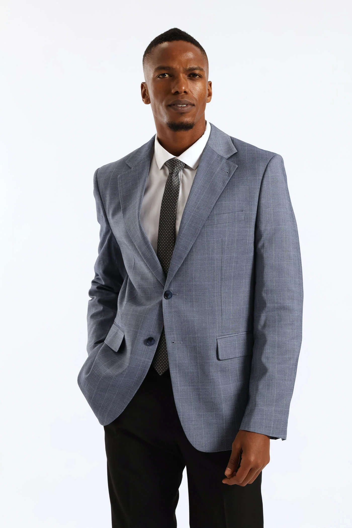 Soft Check Blazer - Dark Blue - Image 2