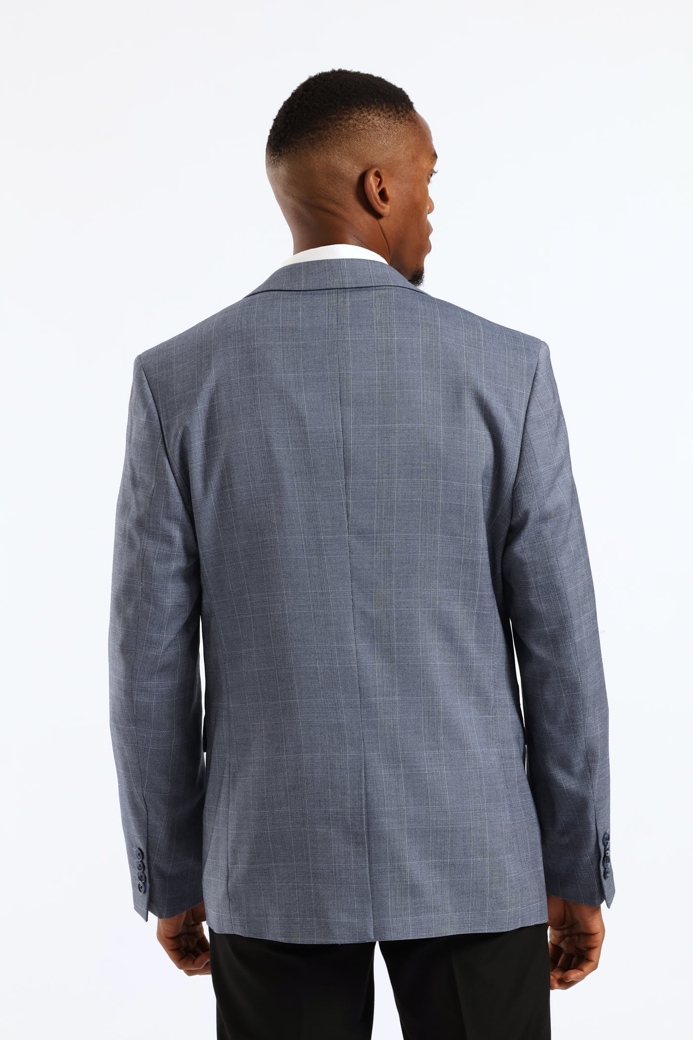 Soft Check Blazer - Dark Blue - Image 4
