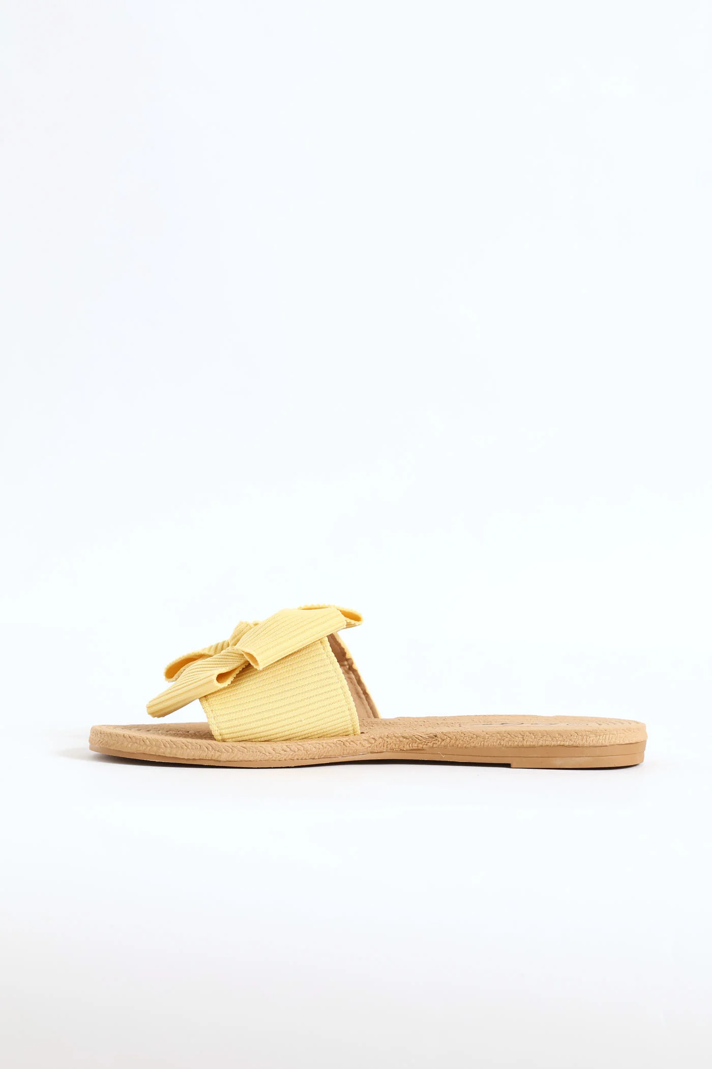 Soft Fabric Bow Mule Sandal - Lemon - Image 3