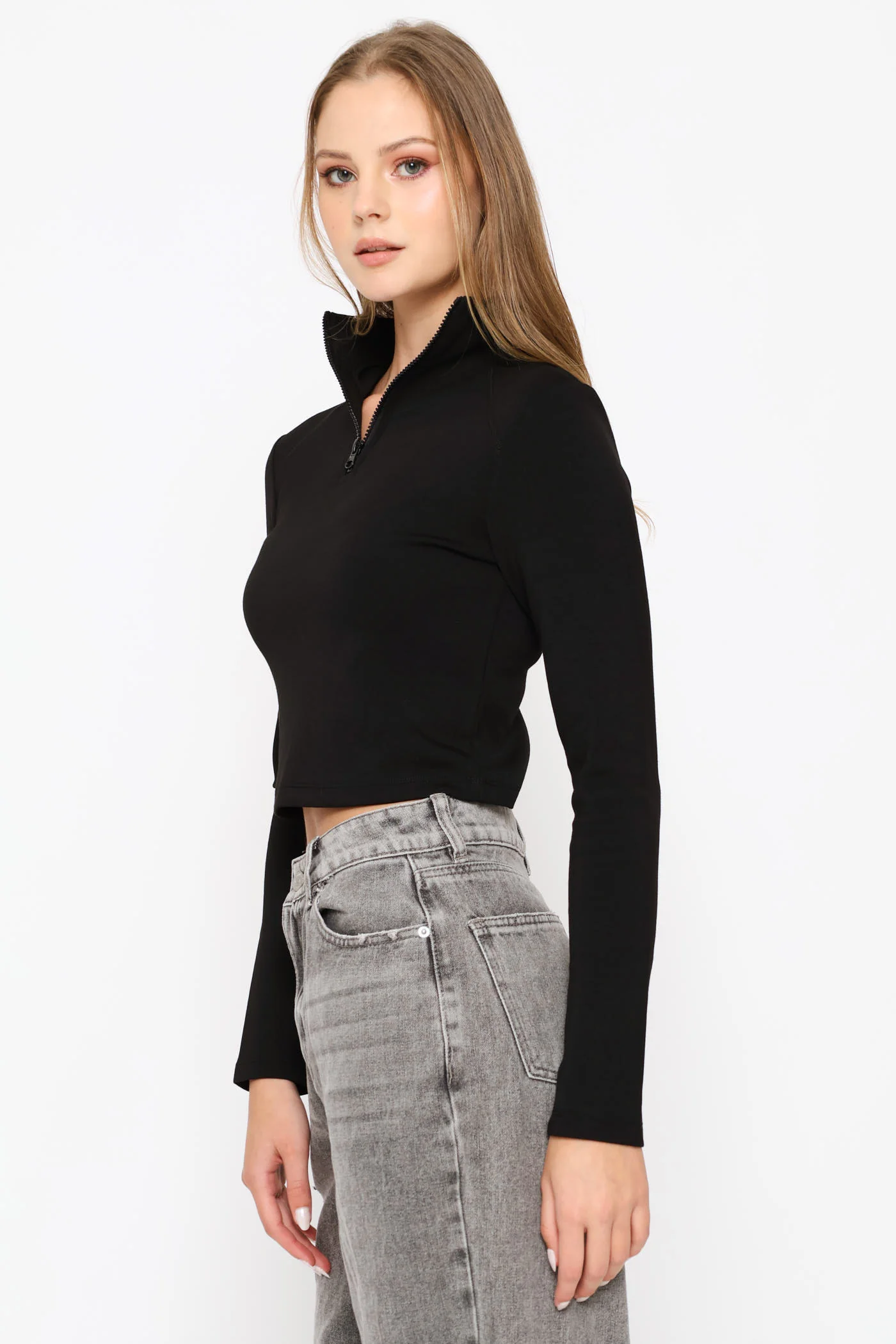 Soft Touch 1/4 Zip Top - Black - Image 3