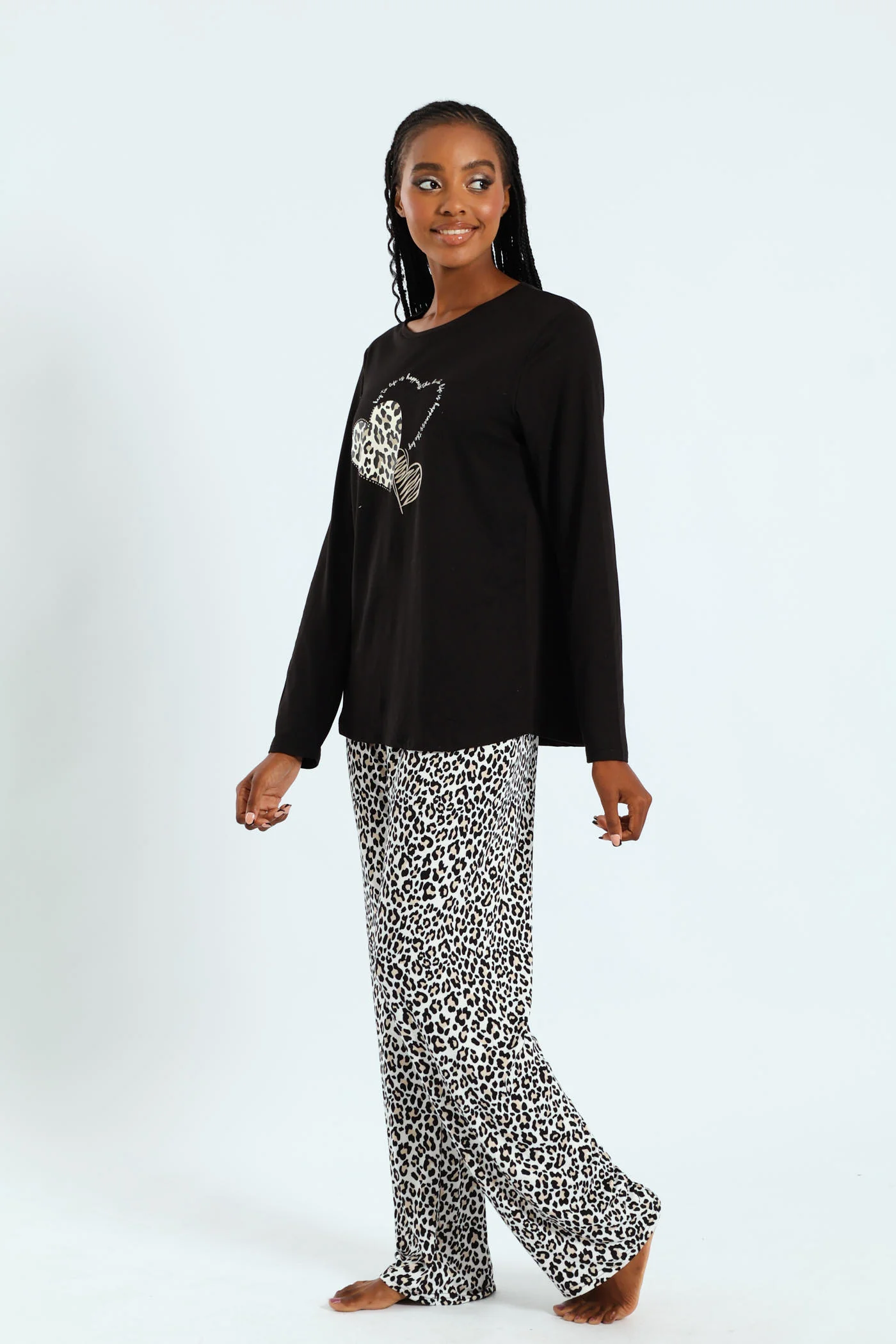 Soft Touch Long Sleeve Animal Top & Pants Set - Black - Image 2