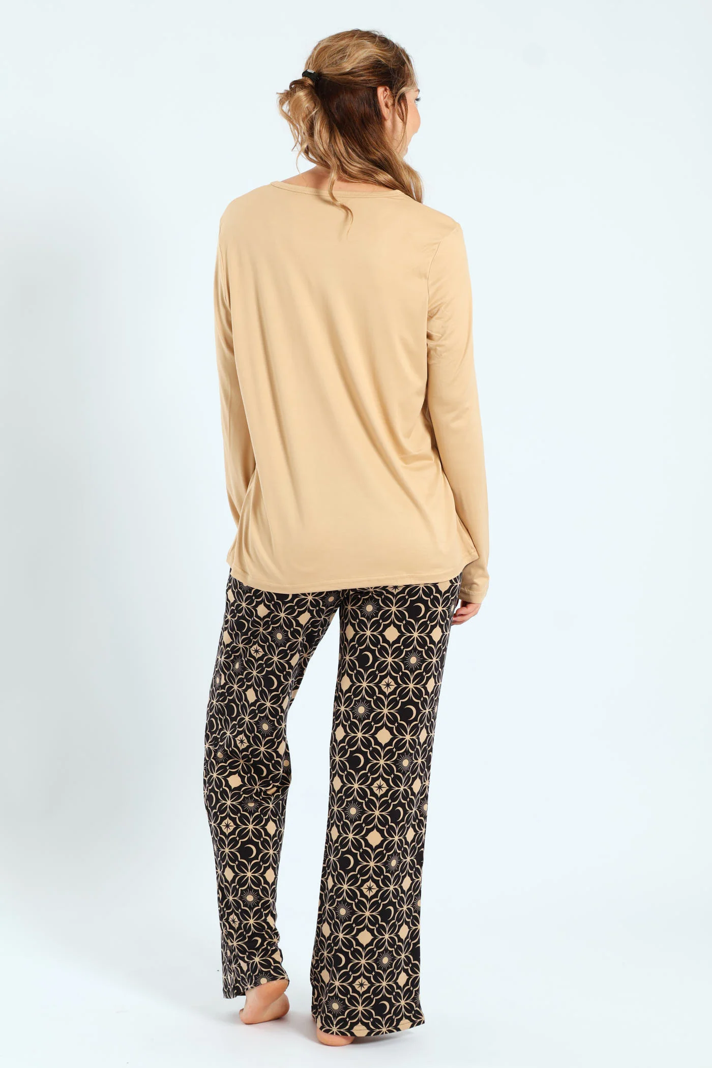 Soft Touch Long Sleeve Top & Pants Set - Light Brown - Image 3
