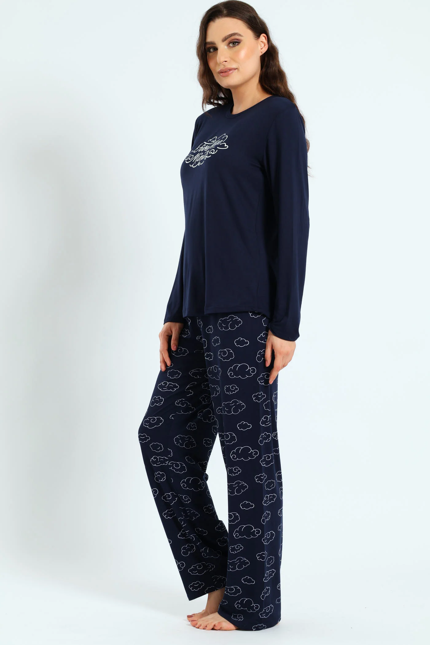 Soft Touch Long Sleeve Top & Pant Set - Navy - Image 4