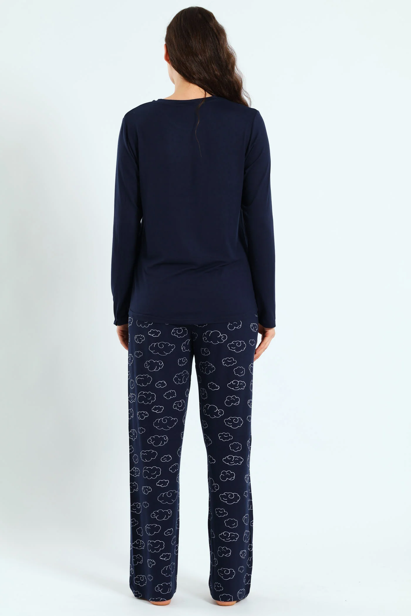 Soft Touch Long Sleeve Top & Pant Set - Navy - Image 5