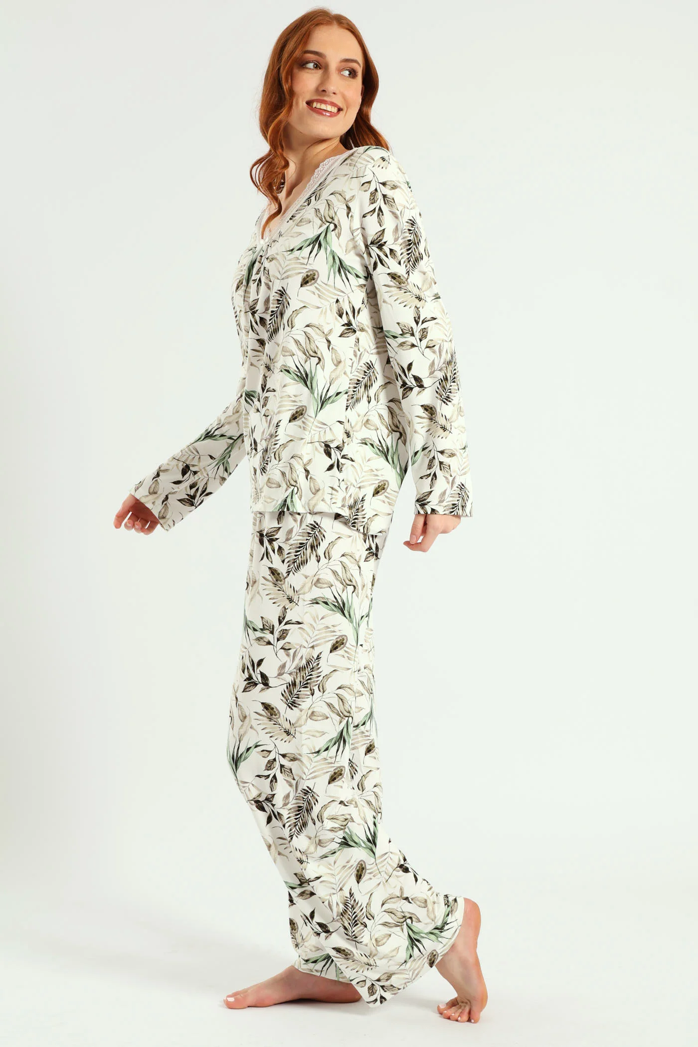 Soft Touch Muted Foliage Top & Pant Set - Multi - Image 2